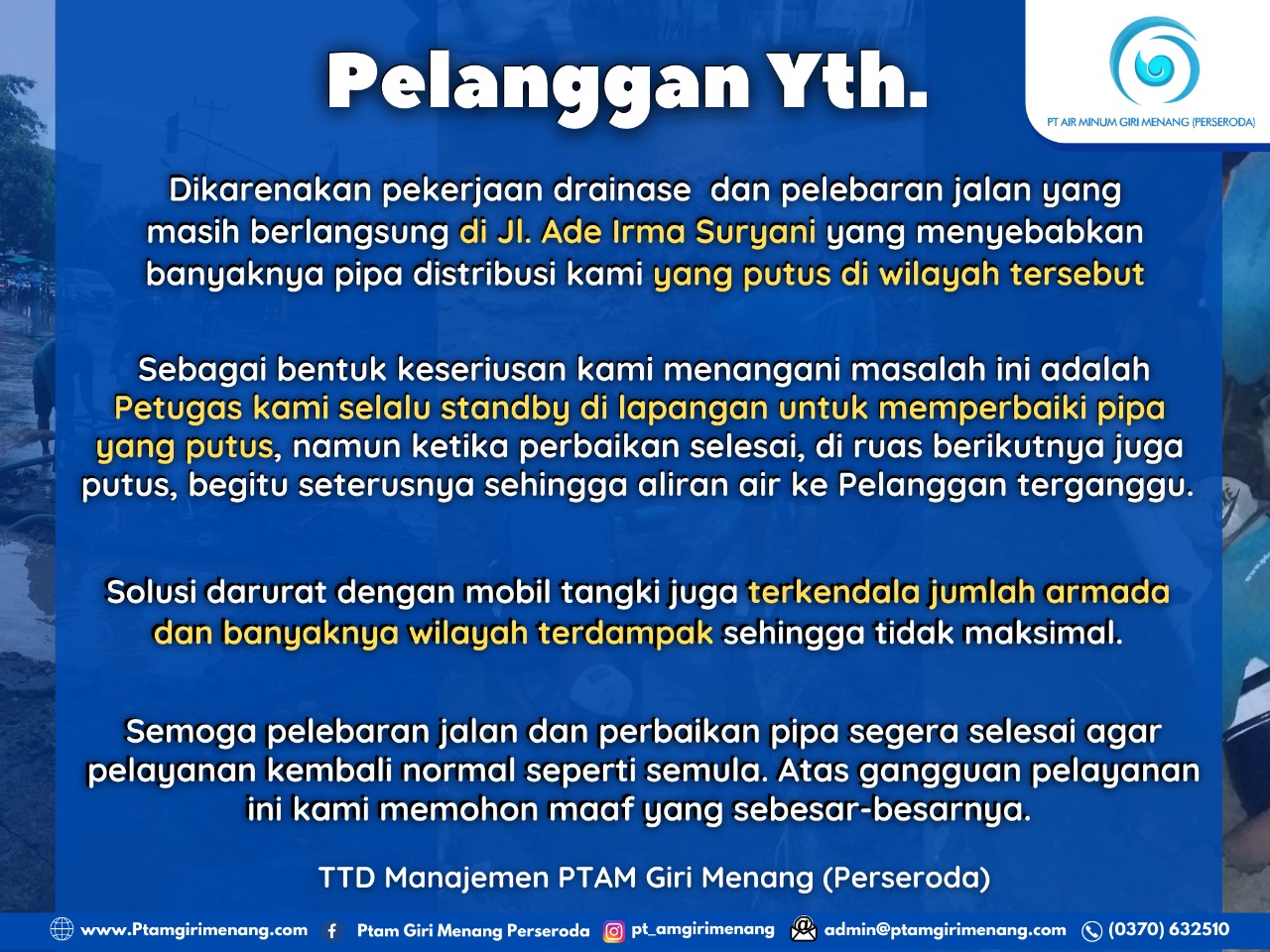 INFORMASI GANGGUAN DISTRIBUSI AIR