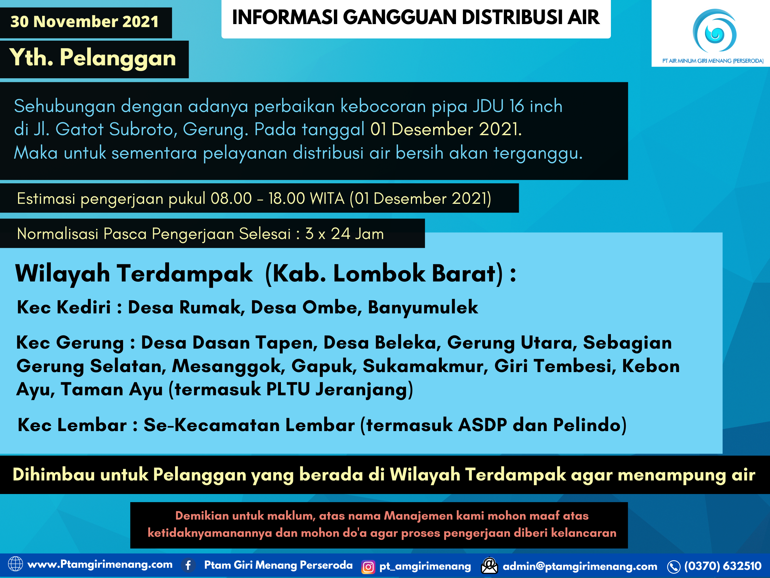 Informasi Gangguan Distribusi Air