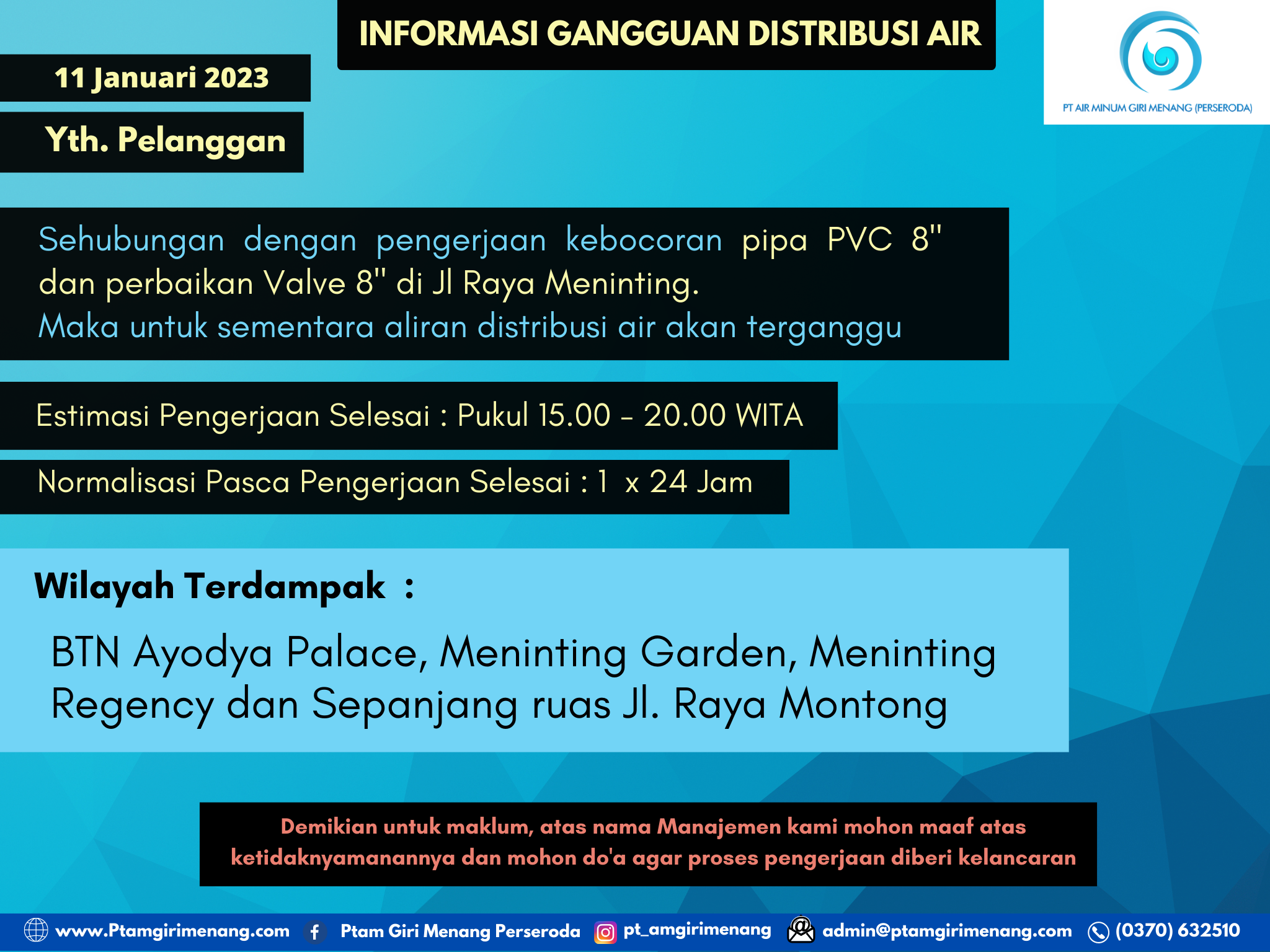 Informasi Gangguan Distribusi Air