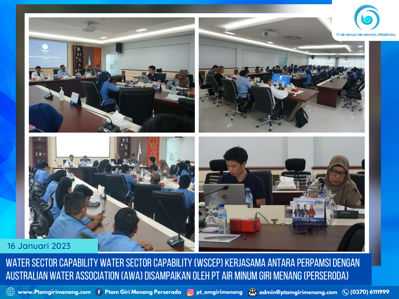 PTAM GIRI MENANG JALIN KERJA SAMA DENGAN AUSTRALIA WATER ASSOCIATION