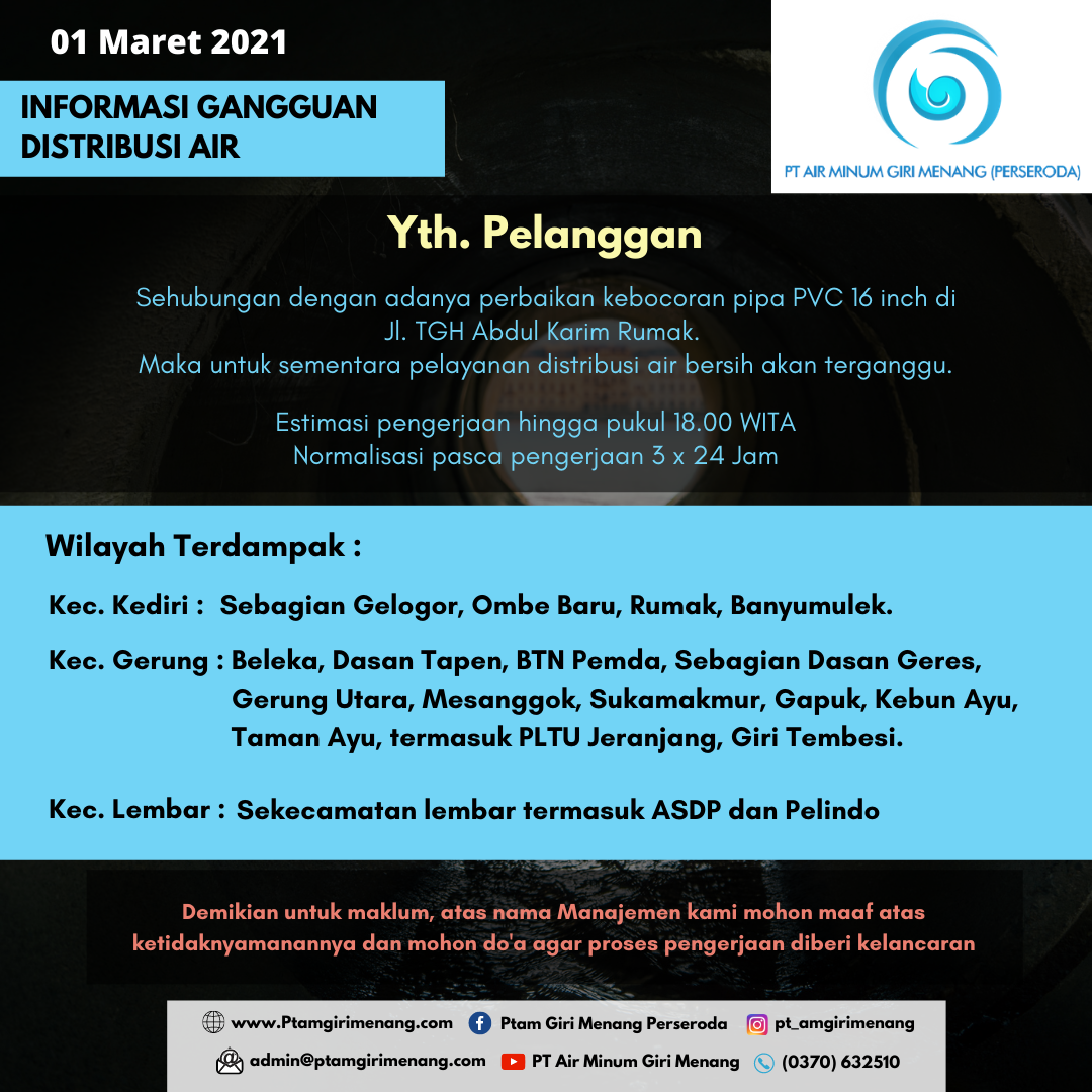 Informasi Gangguan Distribusi Air