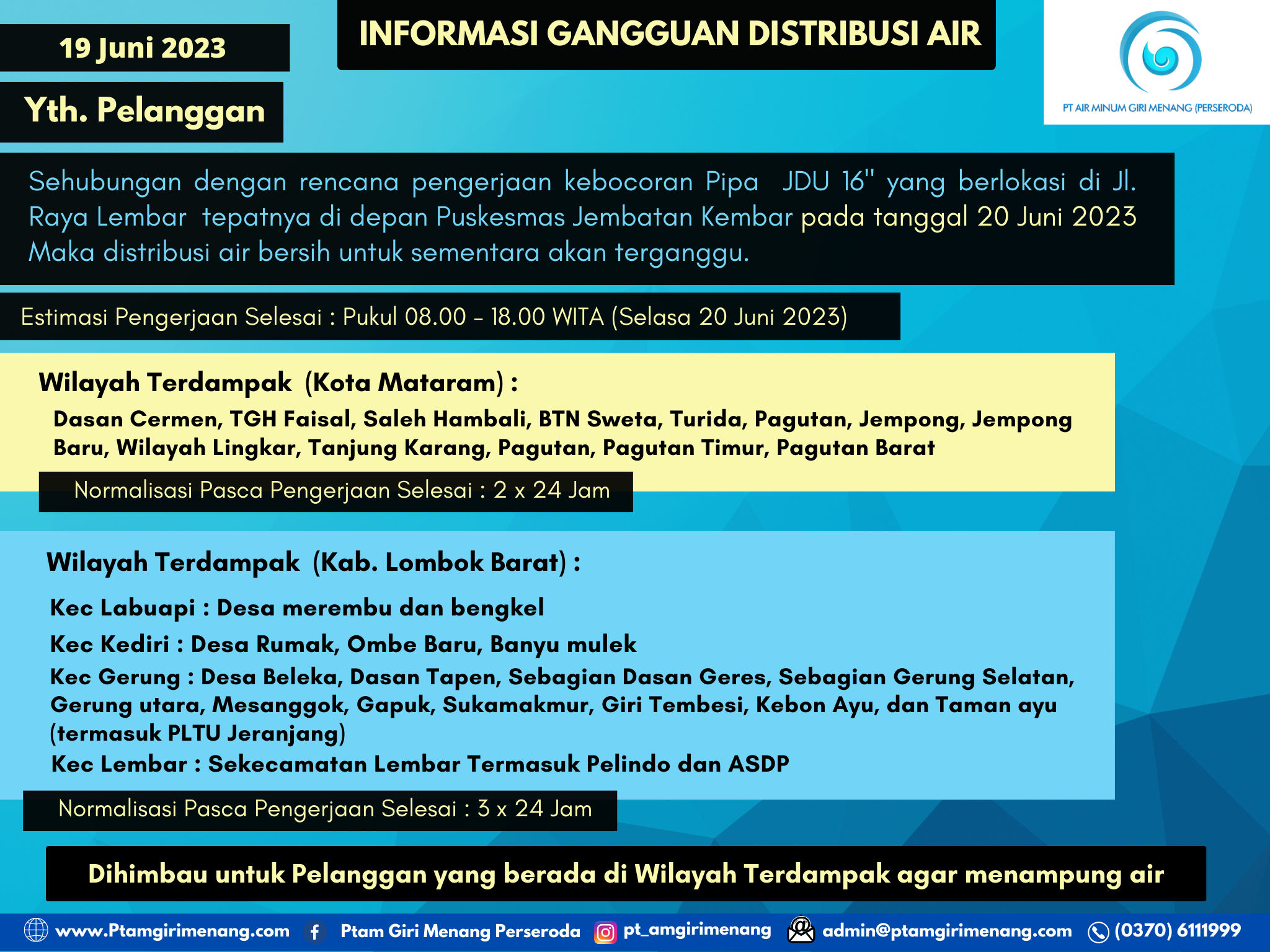 Informasi Gangguan Distribusi Air