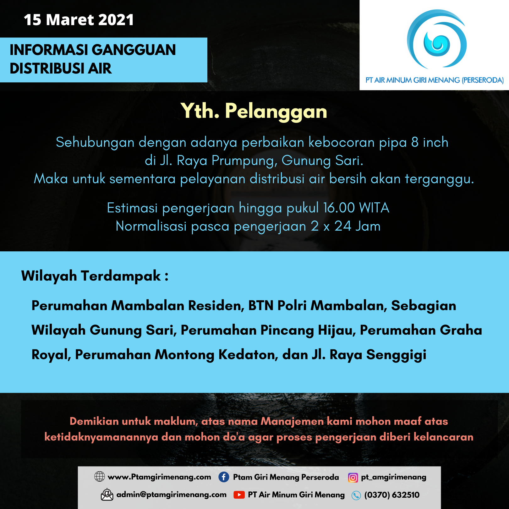 Informasi Gangguan Distribusi Air Bersih