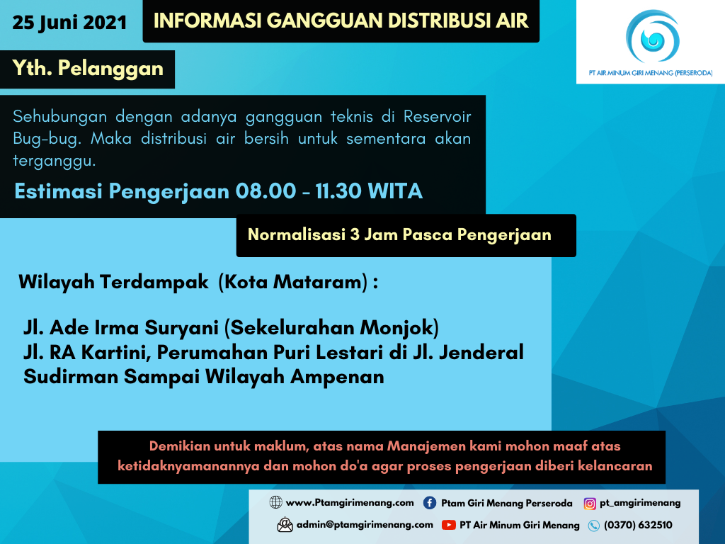 Informasi Gangguan Distribusi Air Bersih