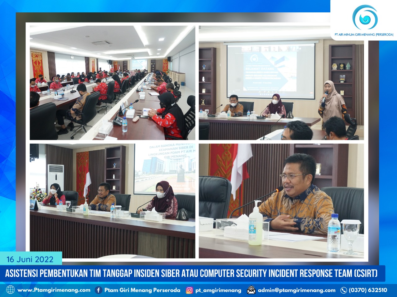 BUMD AIR MINUM PERTAMA DI INDONBESIA, PTAM GIRI MENANG BENTUK TIM CSIRT BERSAMA BSSN