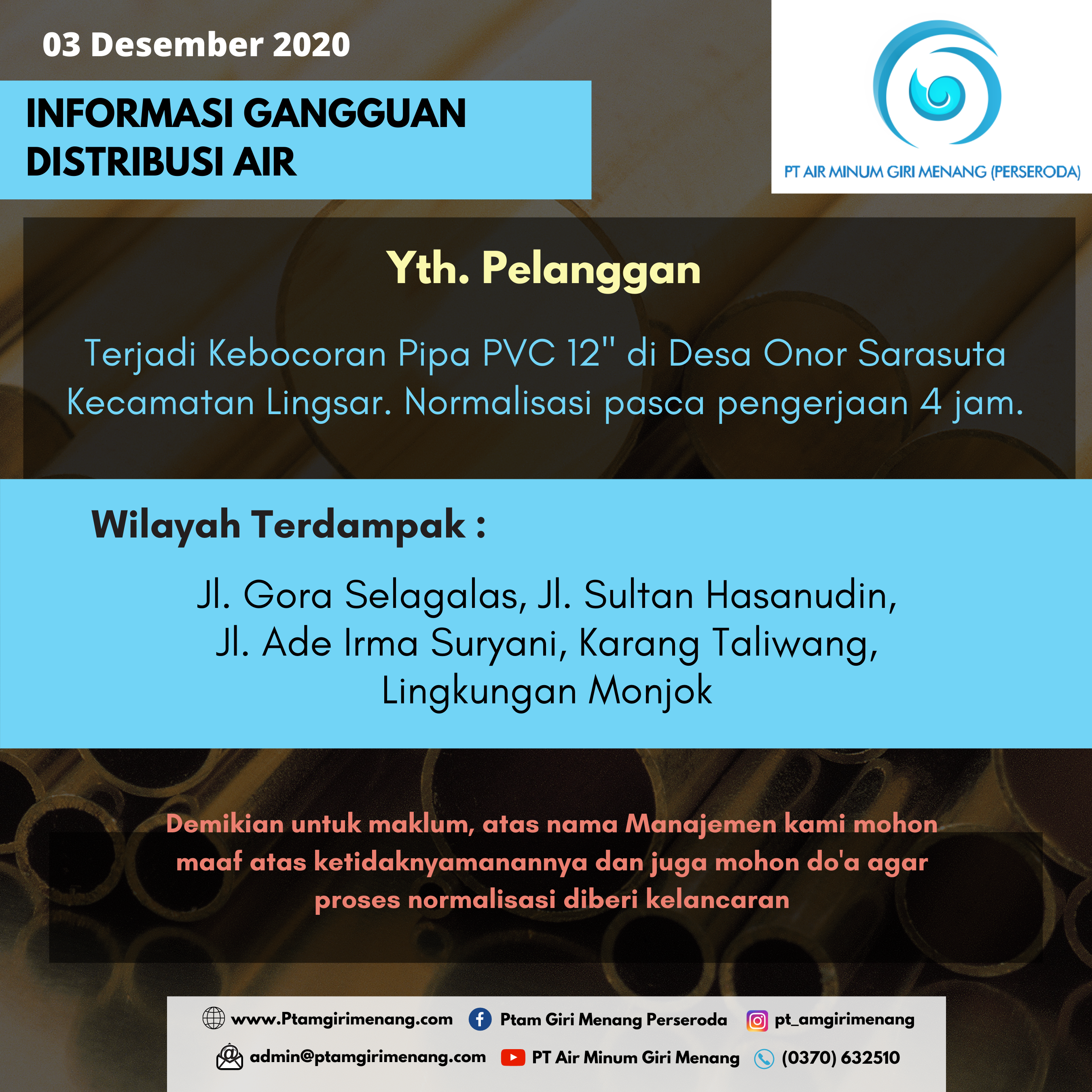 Informasi Gangguan Distribusi Air