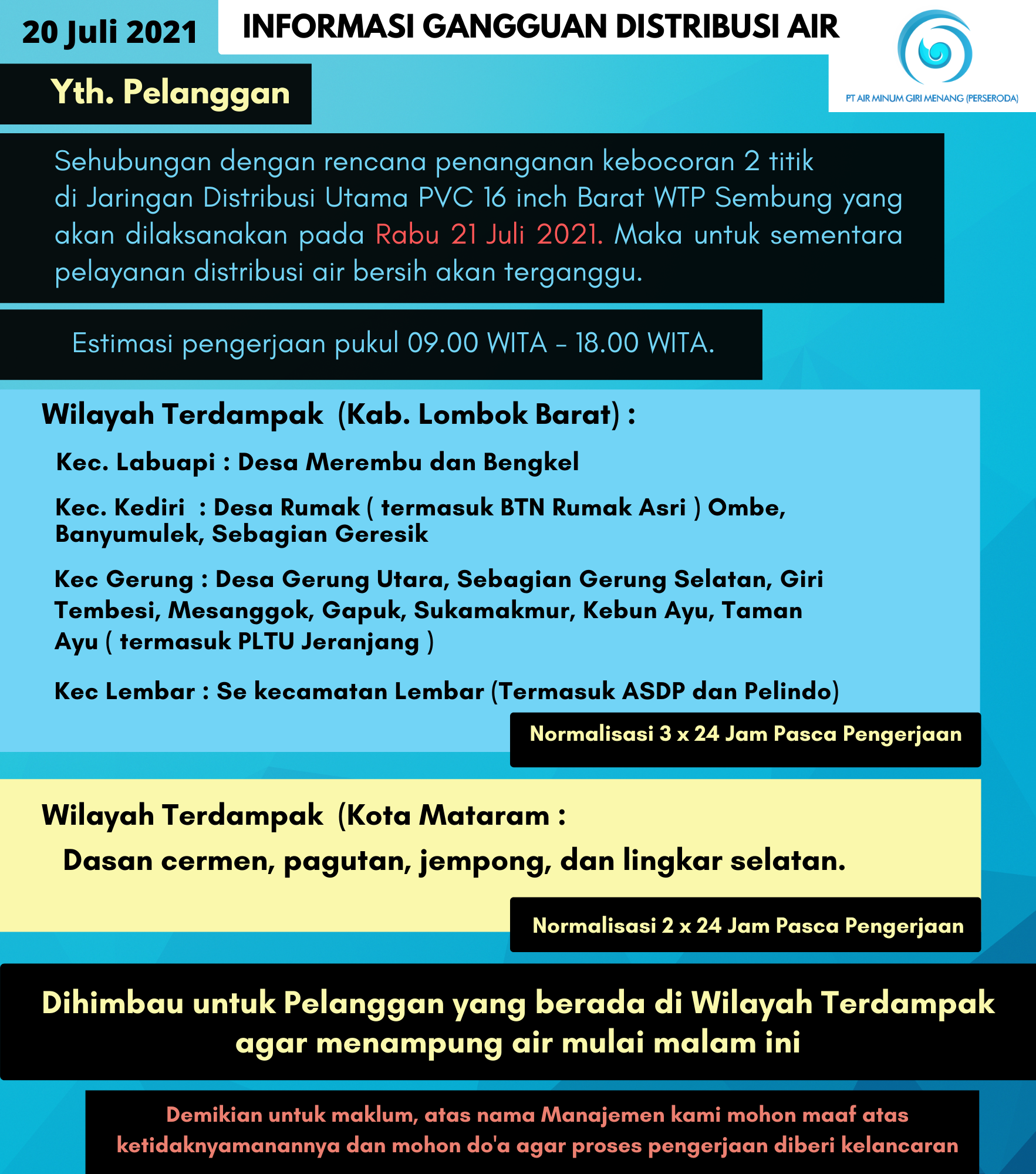 Informasi Gangguan Distribusi Air