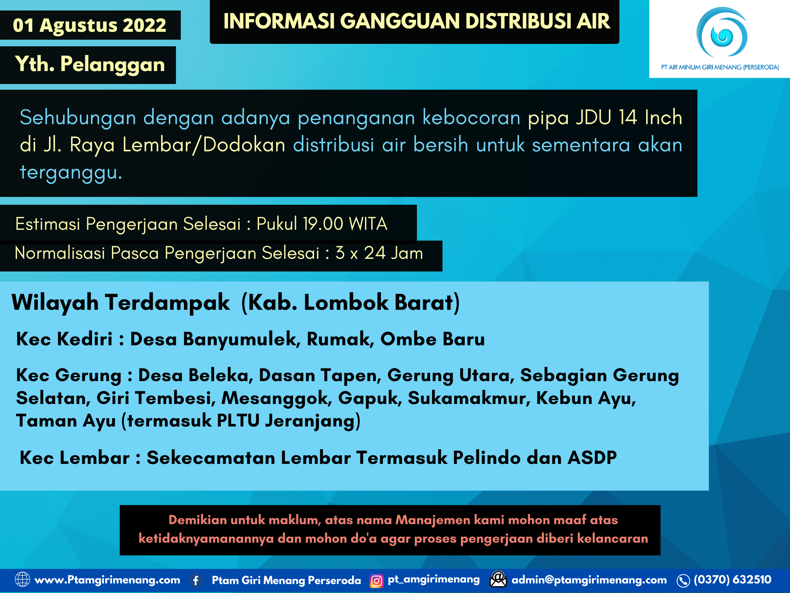 Informasi Gangguan Distribusi Air