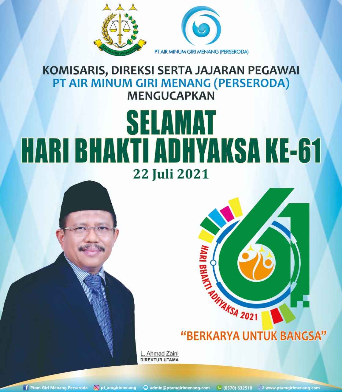 SELAMAT HARI BHAKTI ADHYAKSA KE-61, BERKARYA UNTUK BANGSA