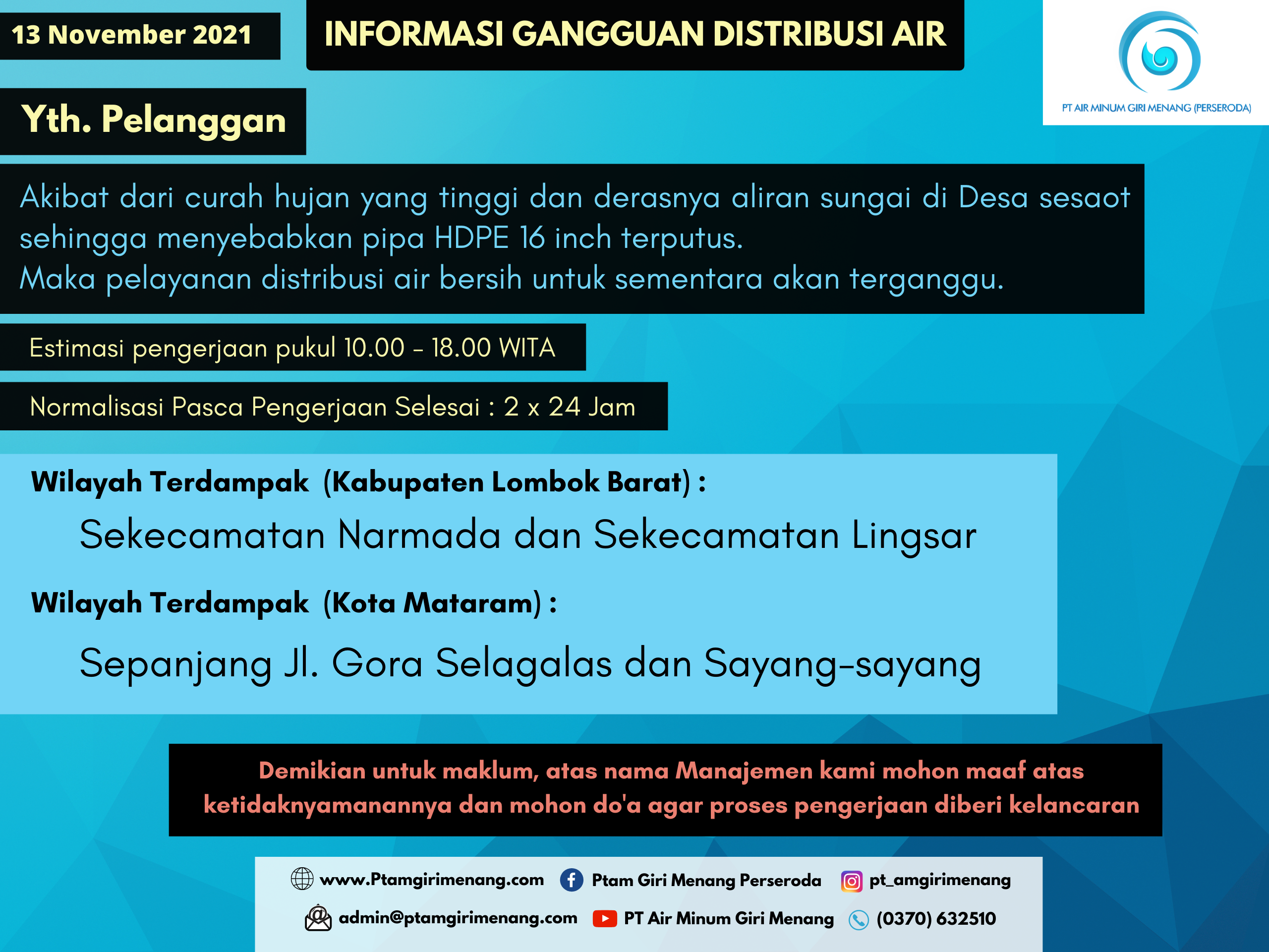 Informasi Gangguan Distribusi Air