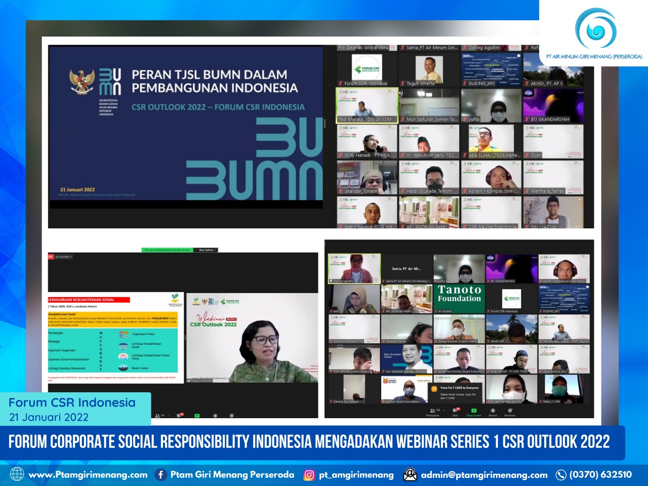 WEBINAR FORUM CSR INDONESIA, SELURUH BUMN, BUMD DAN PERUSAHAAN-PERUSAHAAN BESAR UPAYAKAN PENINGKATAN TJSL