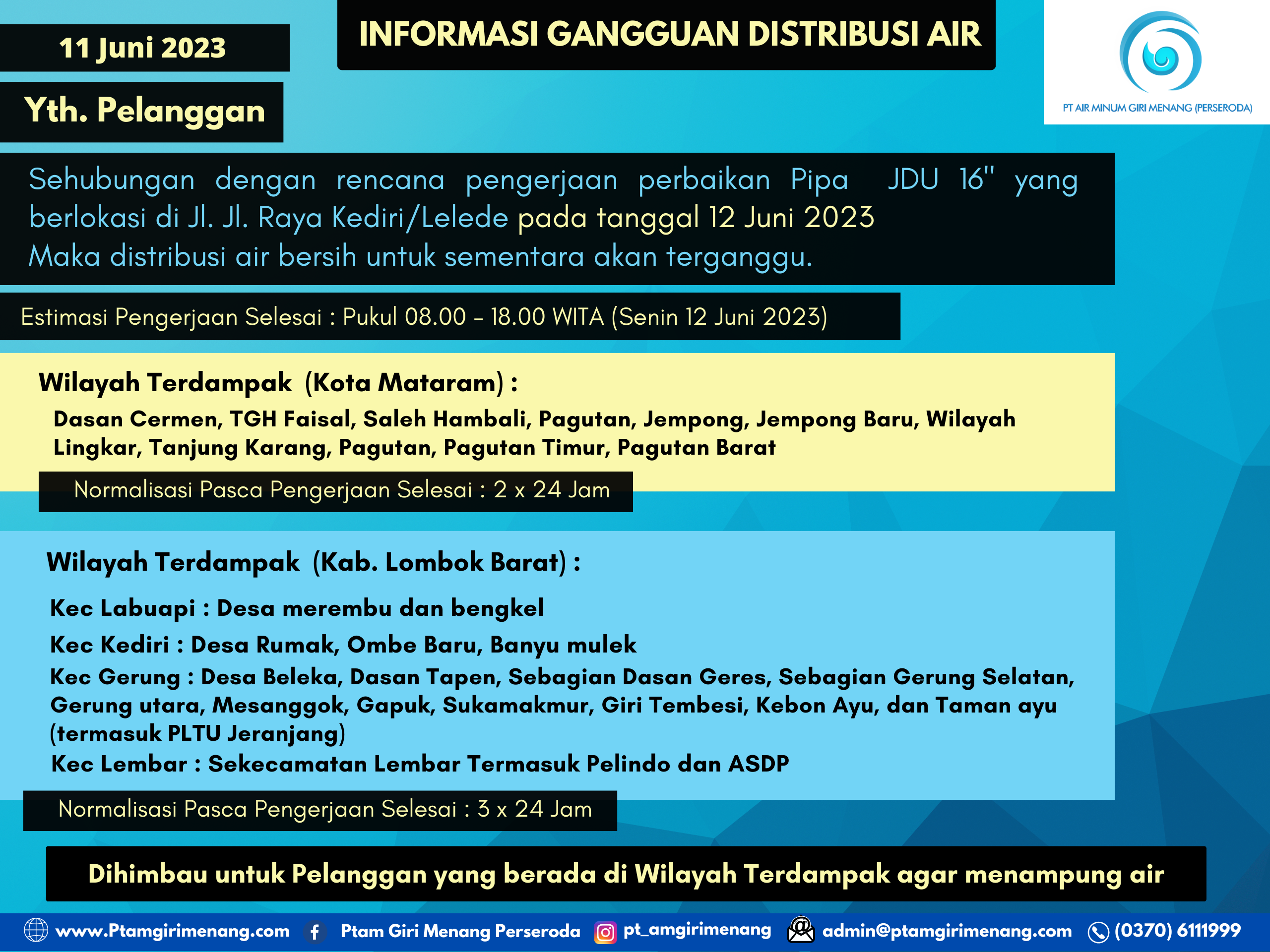 Informasi Gangguan Distribusi Air