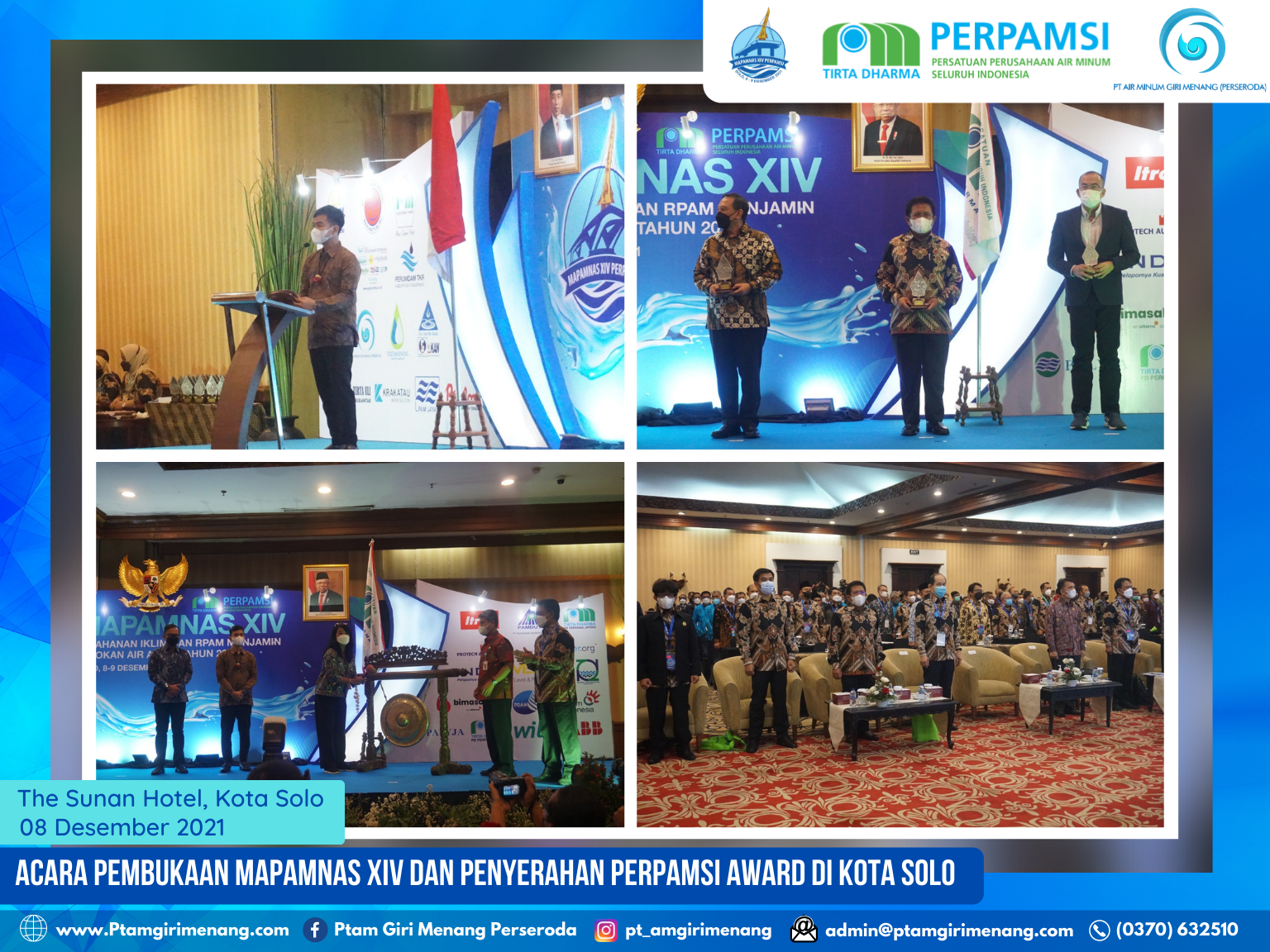 PEMBUKAAN MAPAMNAS XIV, PTAM GIRI MENANG DIANUGERAHI PENGHARGAAN OLEH PERPAMSI AWARD 2021