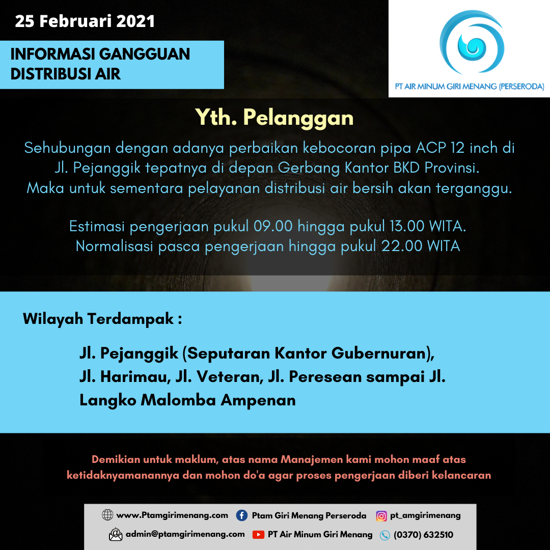 Informasi Gangguan Distribusi Air Bersih
