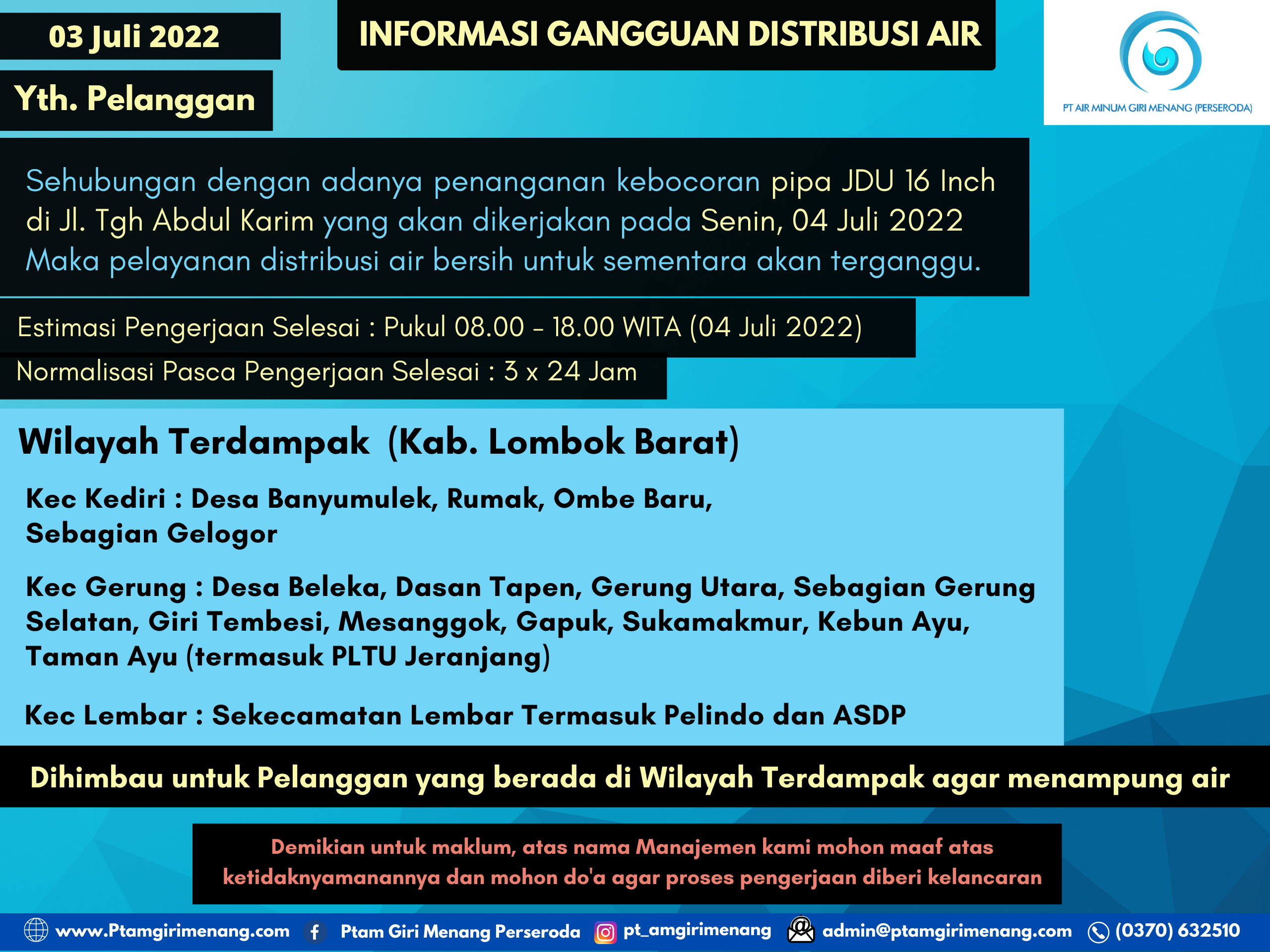 Informasi Gangguan Distribusi Air