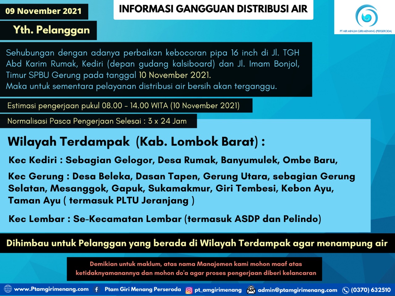 INFORMASI GANGGUAN DISTRIBUSI AIR