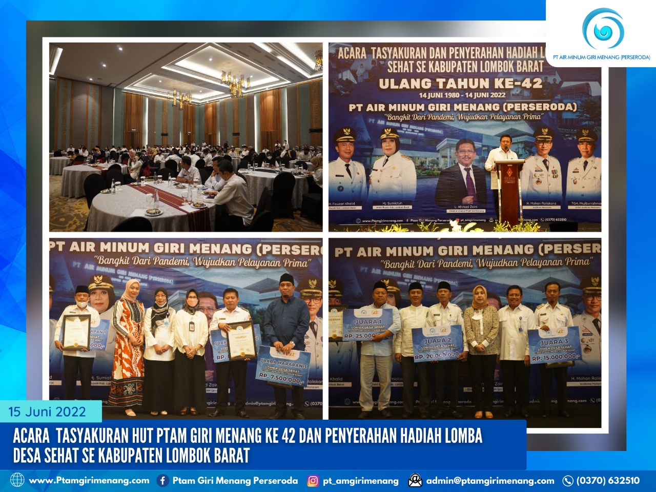 PENGUMUMAN LOMBA DESA SEHAT PTAM GIRI MENANG (PERSERODA), DESA GEGELANG MENEMPATI POSISI PERTAMA