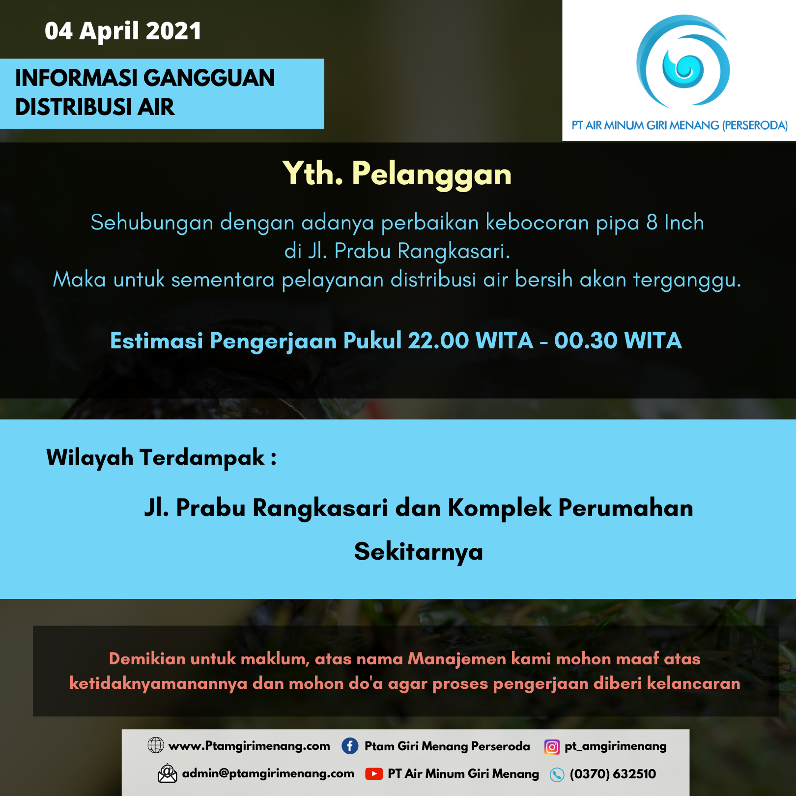 Informasi Gangguan Distribusi Air