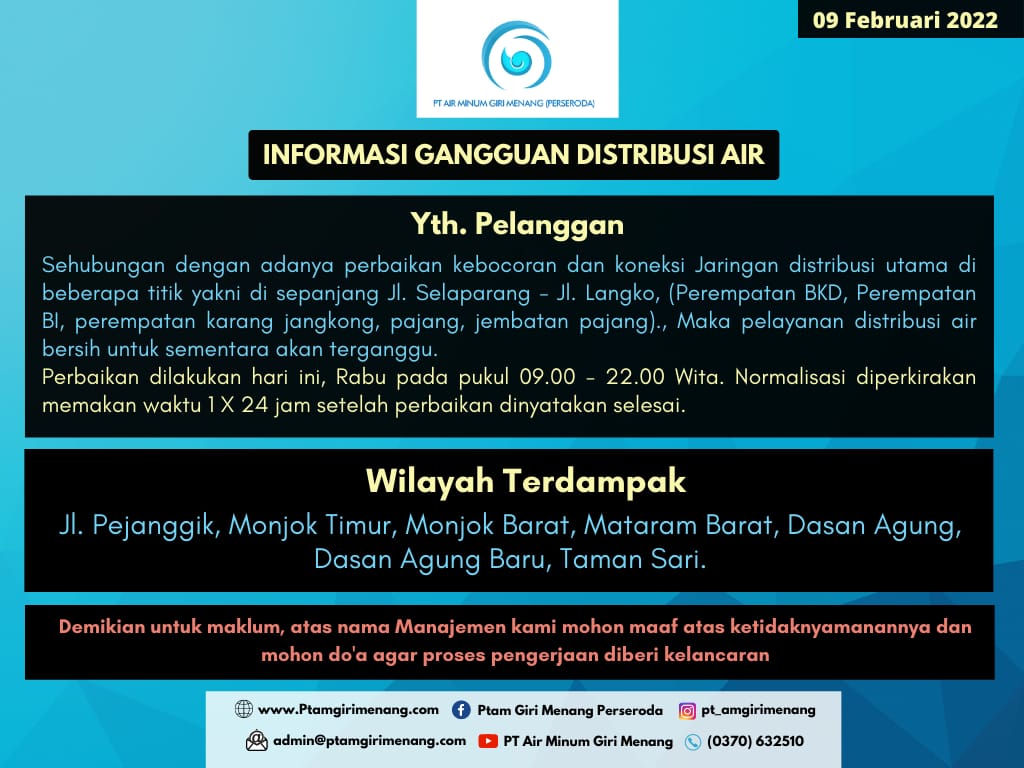 INFORMASI GANGGUAN DISTRIBUSI AIR