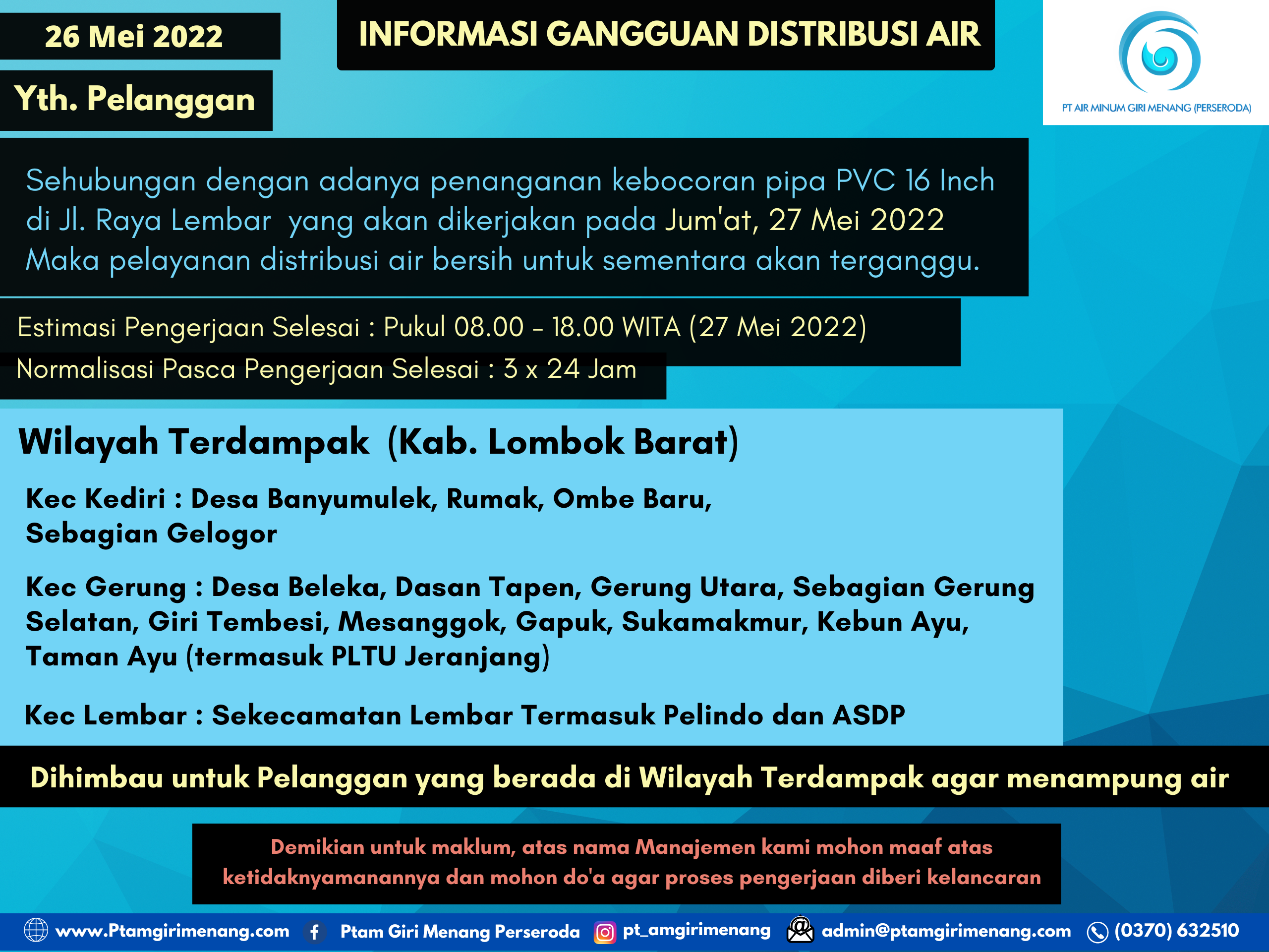 Informasi Gangguan Distribusi Air