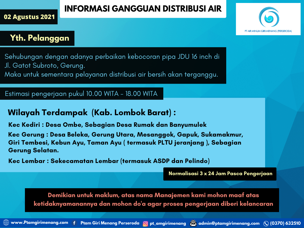 Informasi Gangguan Distribusi Air