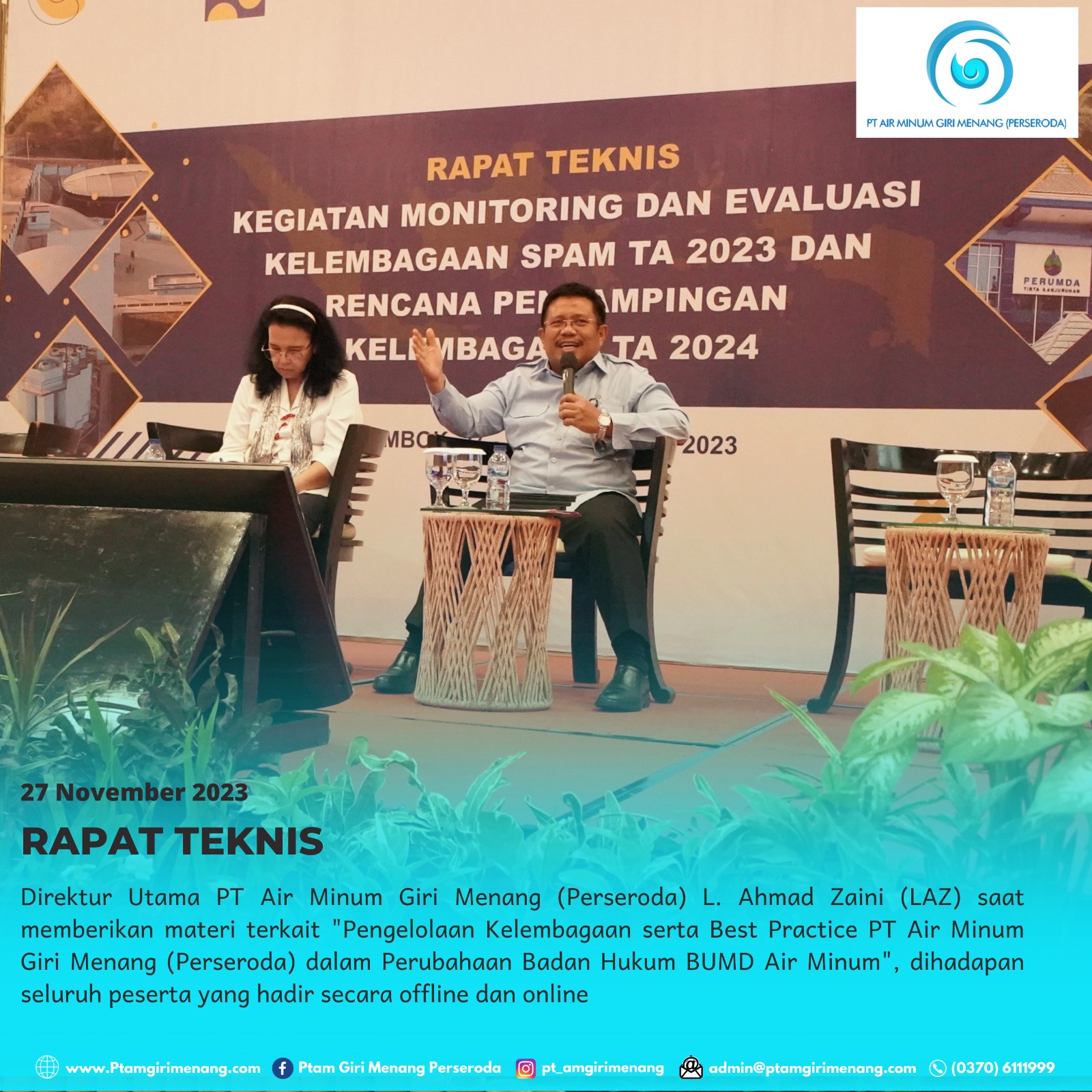 Pengelolaan Kelembagaan serta Best Practice PT Air Minum Giri Menang (Perseroda) dalam perubahan Badan Hukum BUMD Air Minum