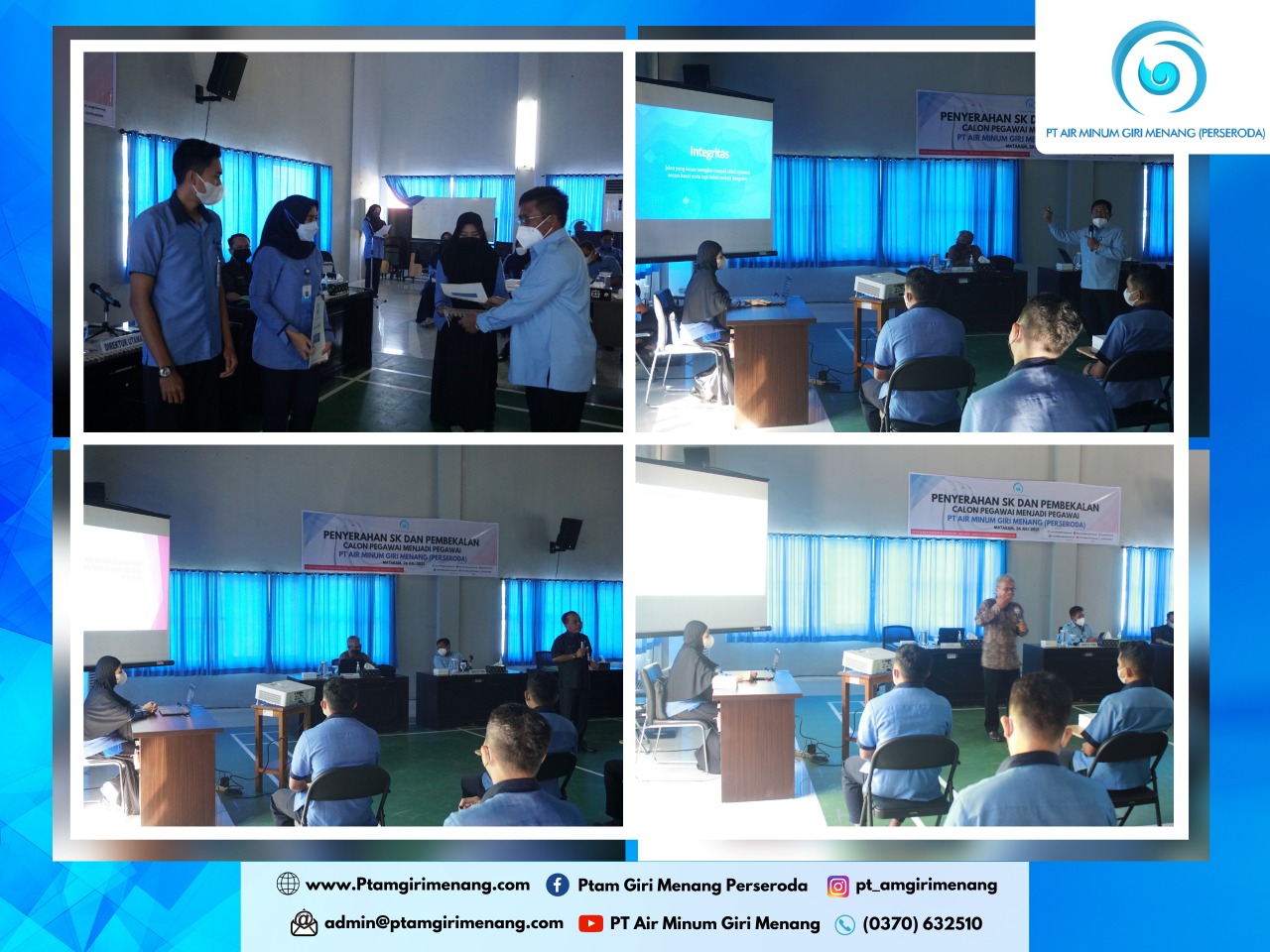 PENYERAHAN SK DAN PEMBEKALAN CALON PEGAWAI MENJADI PEGAWAI DI LINGKUP PTAM GIRI MENANG (PERSERODA)