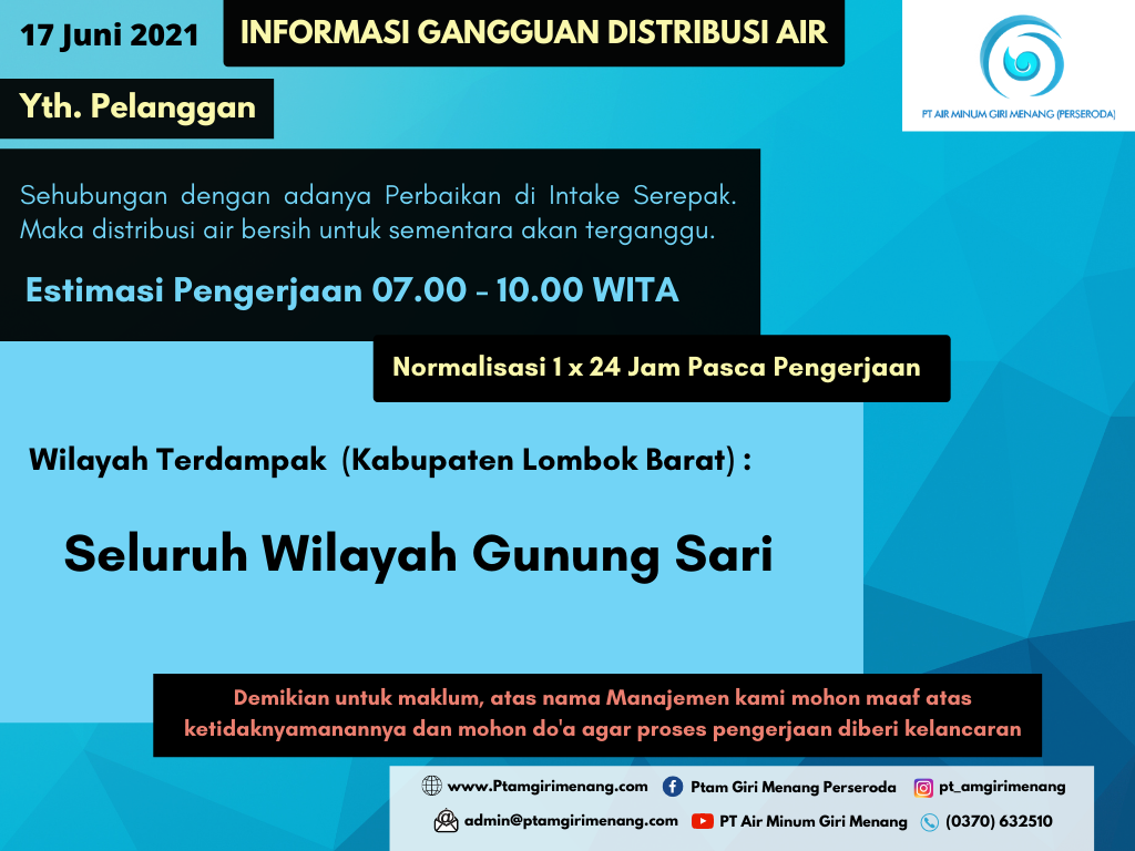 Informasi Gangguan Distribusi Air Bersih