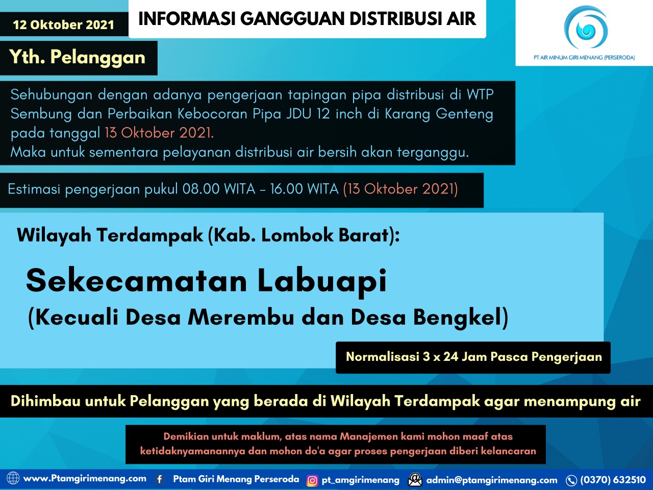 INFORMASI GANGGUAN DISTRIBUSI AIR