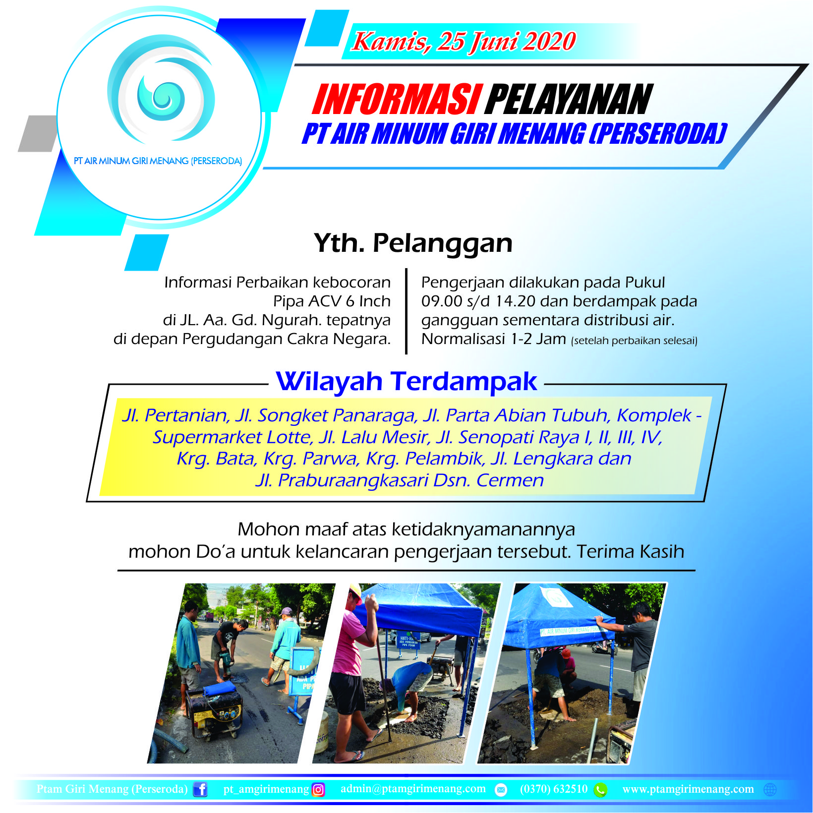 Informasi Pelayanan PT Air Minum Giri Menang (Perseroda)