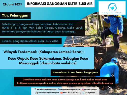 Informasi Gangguan Distribusi Air Bersih