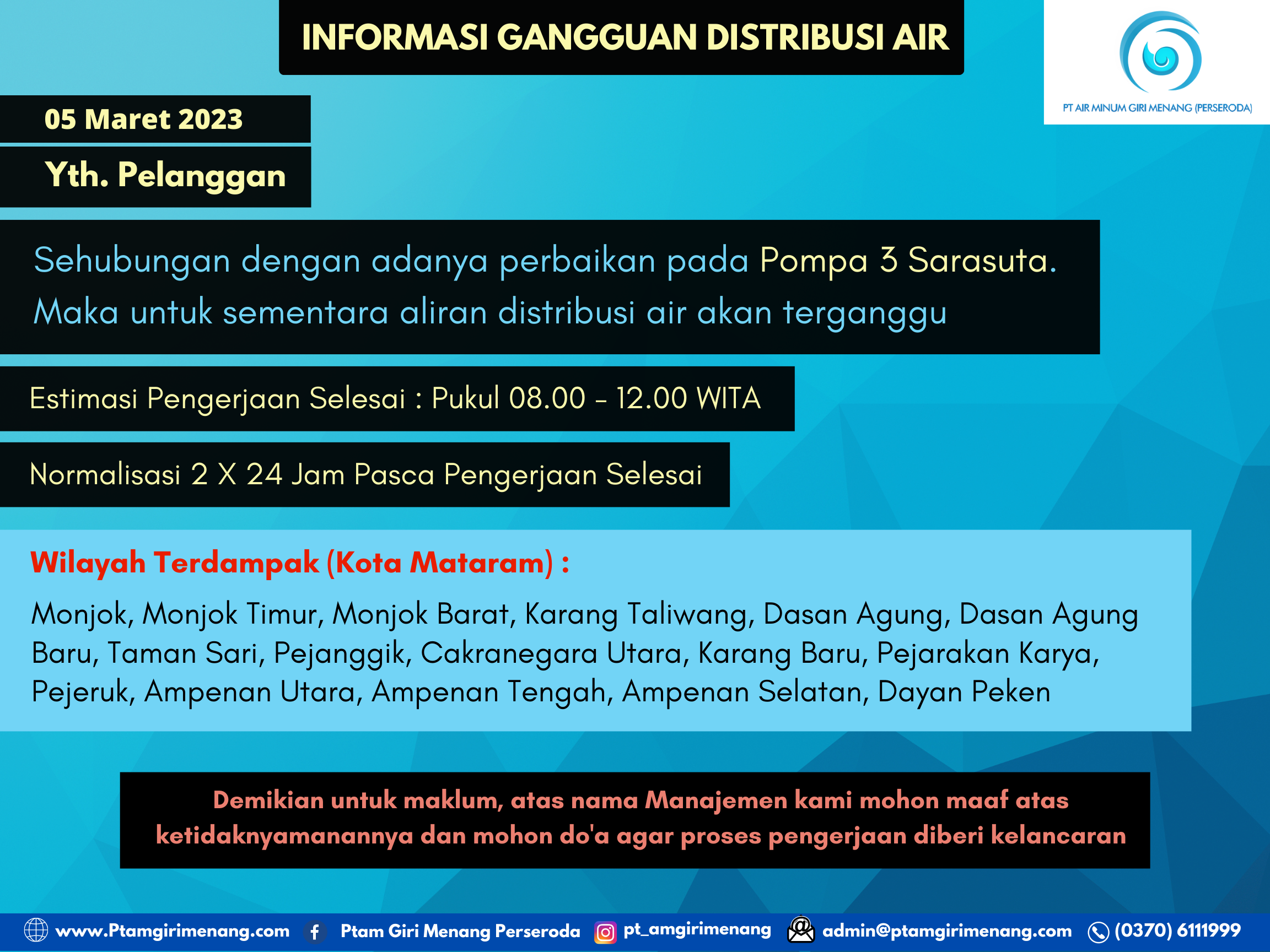 Informasi Gangguan Distribusi Air