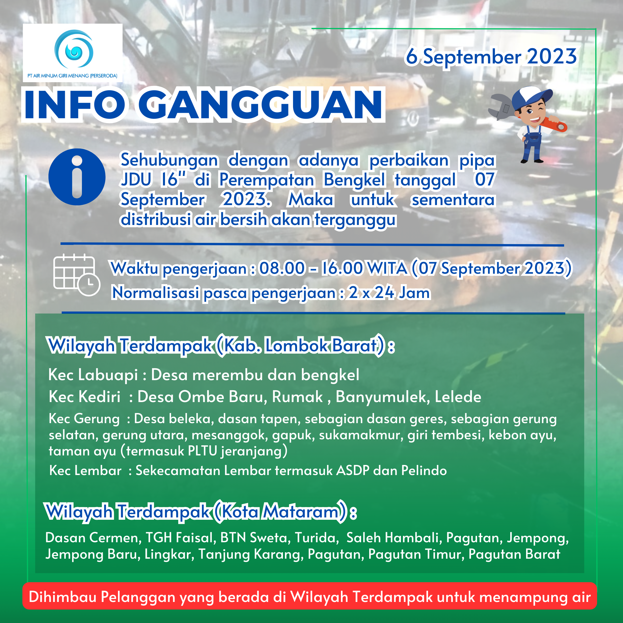 Informasi Gangguan Distribusi Air