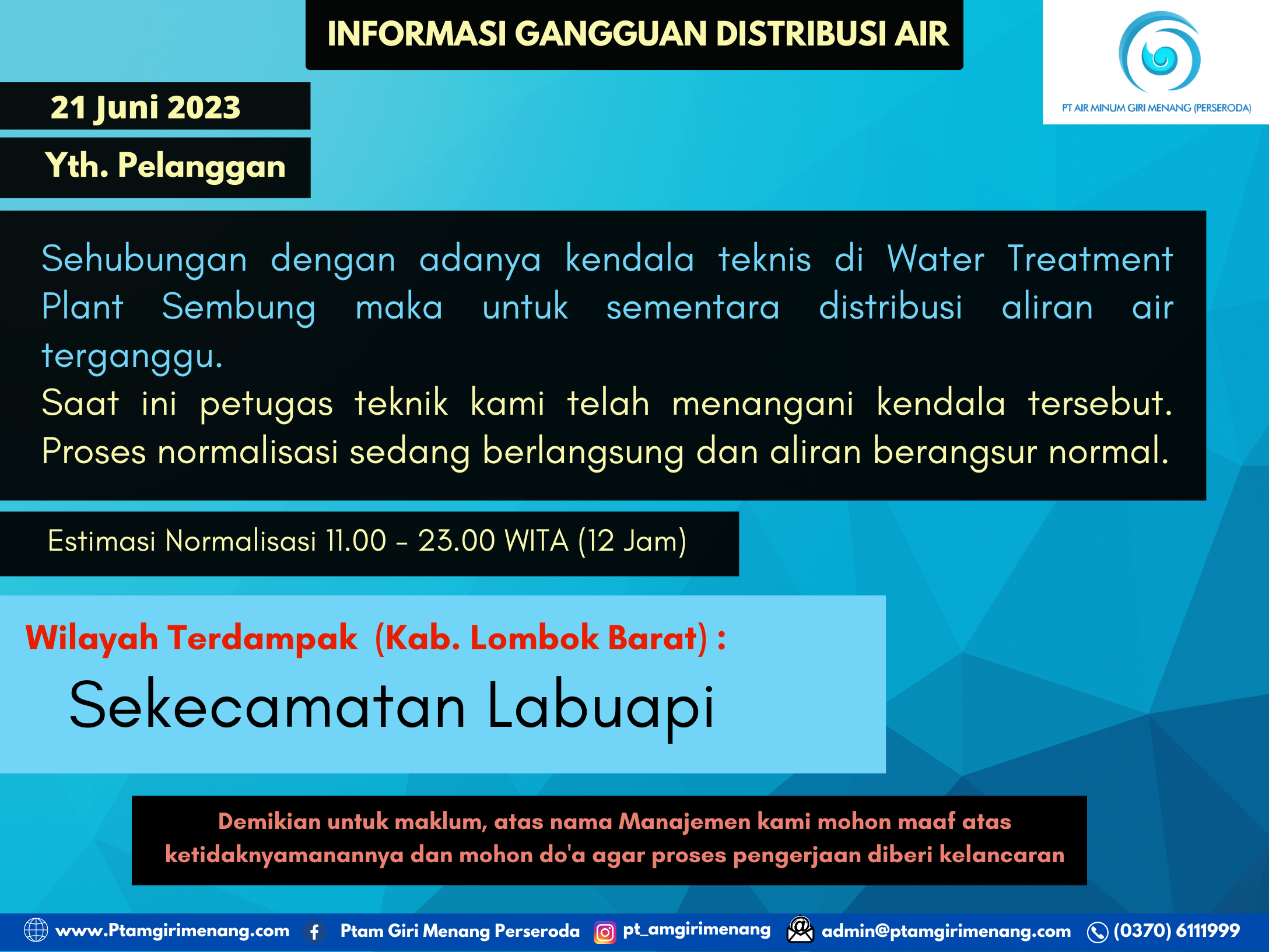 Informasi Gangguan Distribusi Air