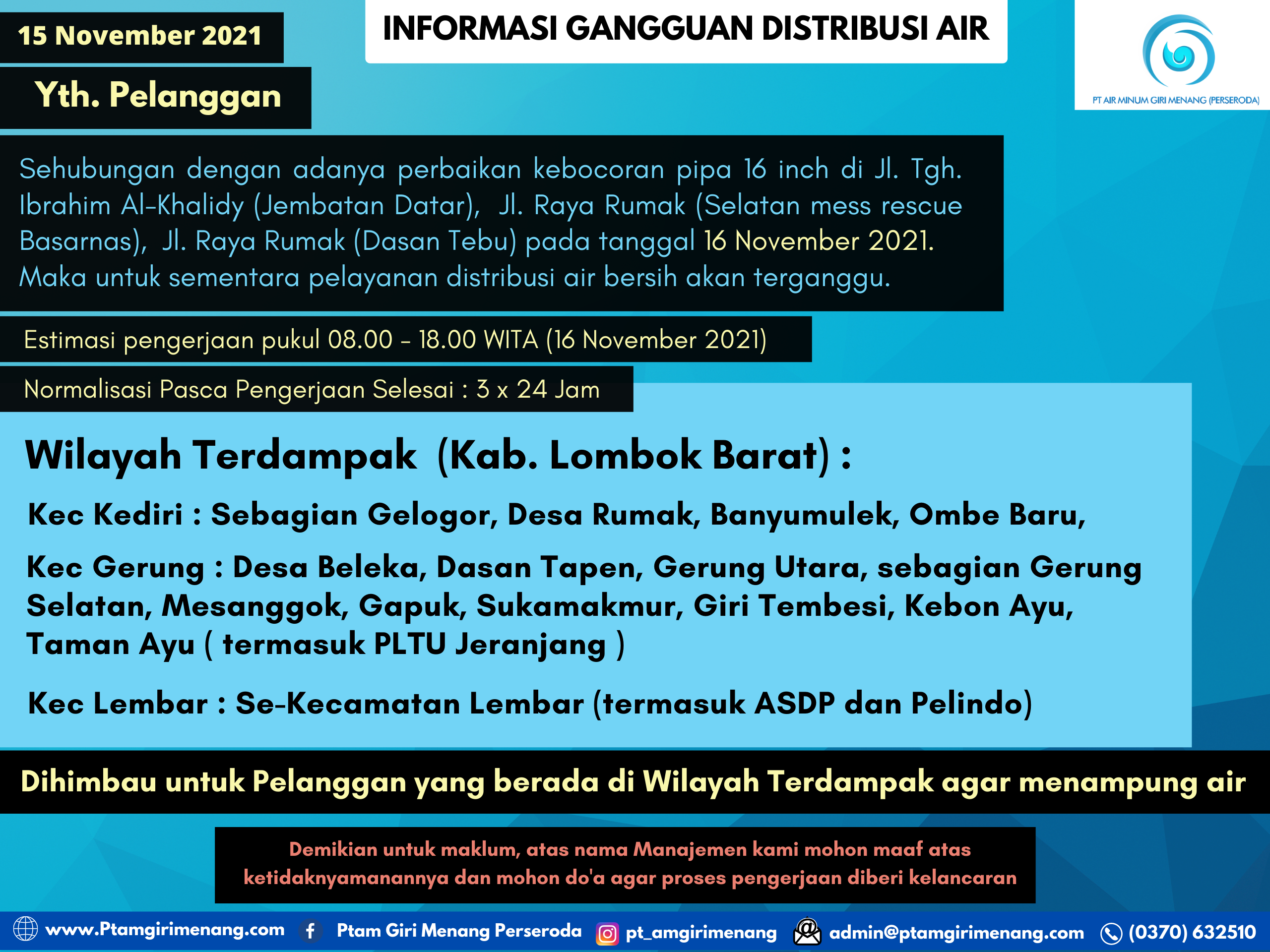 Informasi Gangguan Distribusi Air