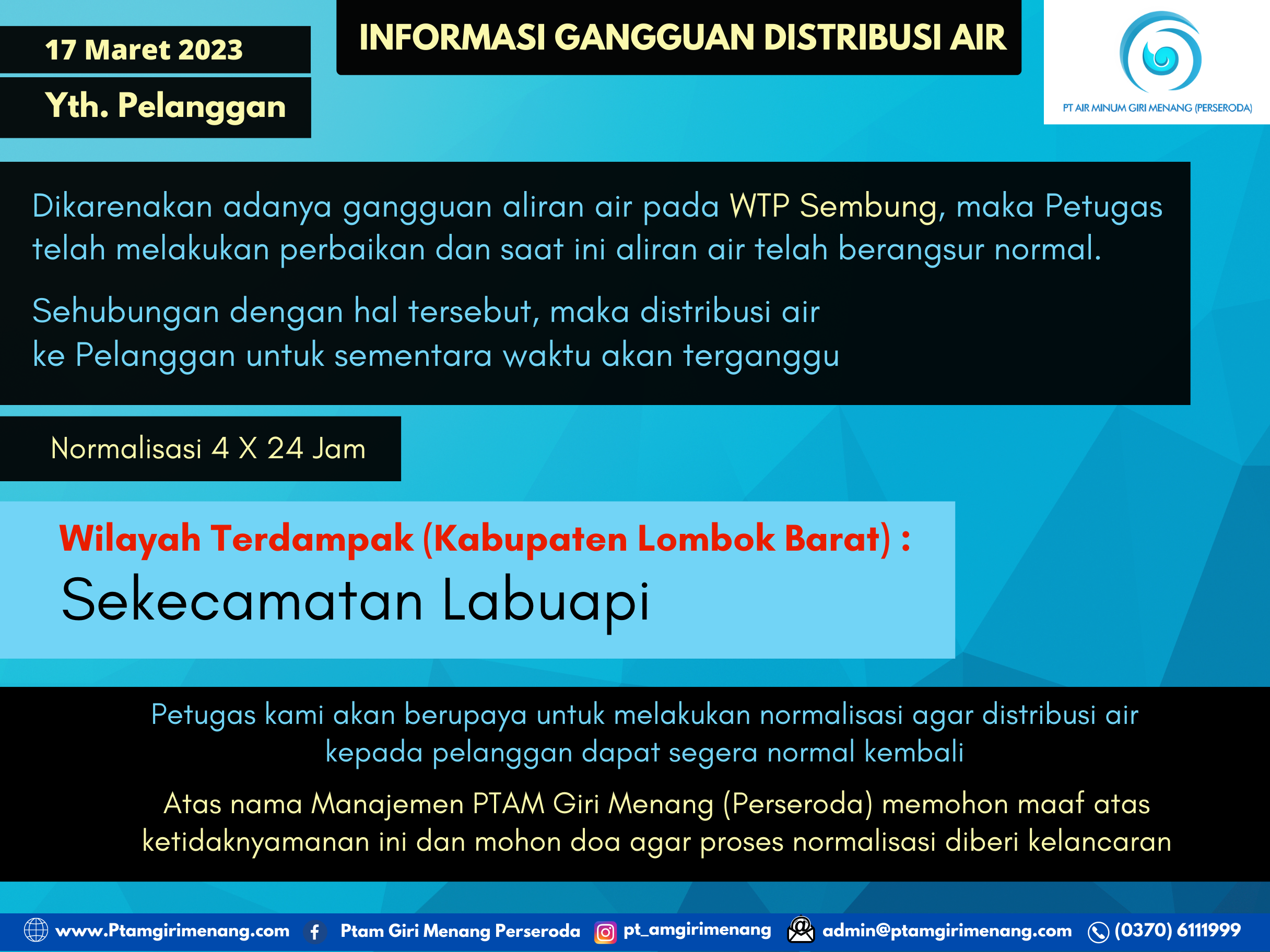 Informasi Gangguan Distribusi Air
