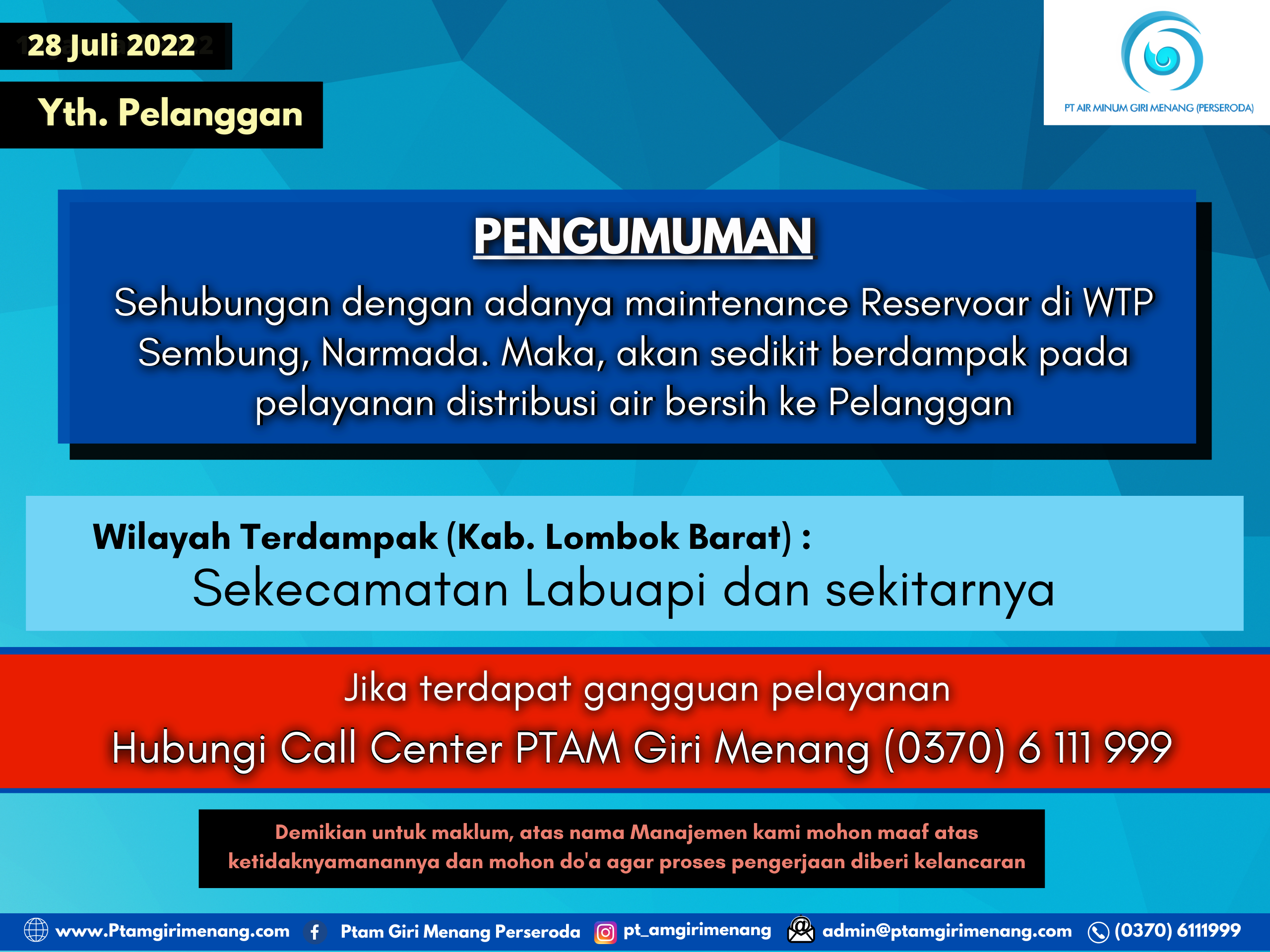 Informasi Gangguan Distribusi Air
