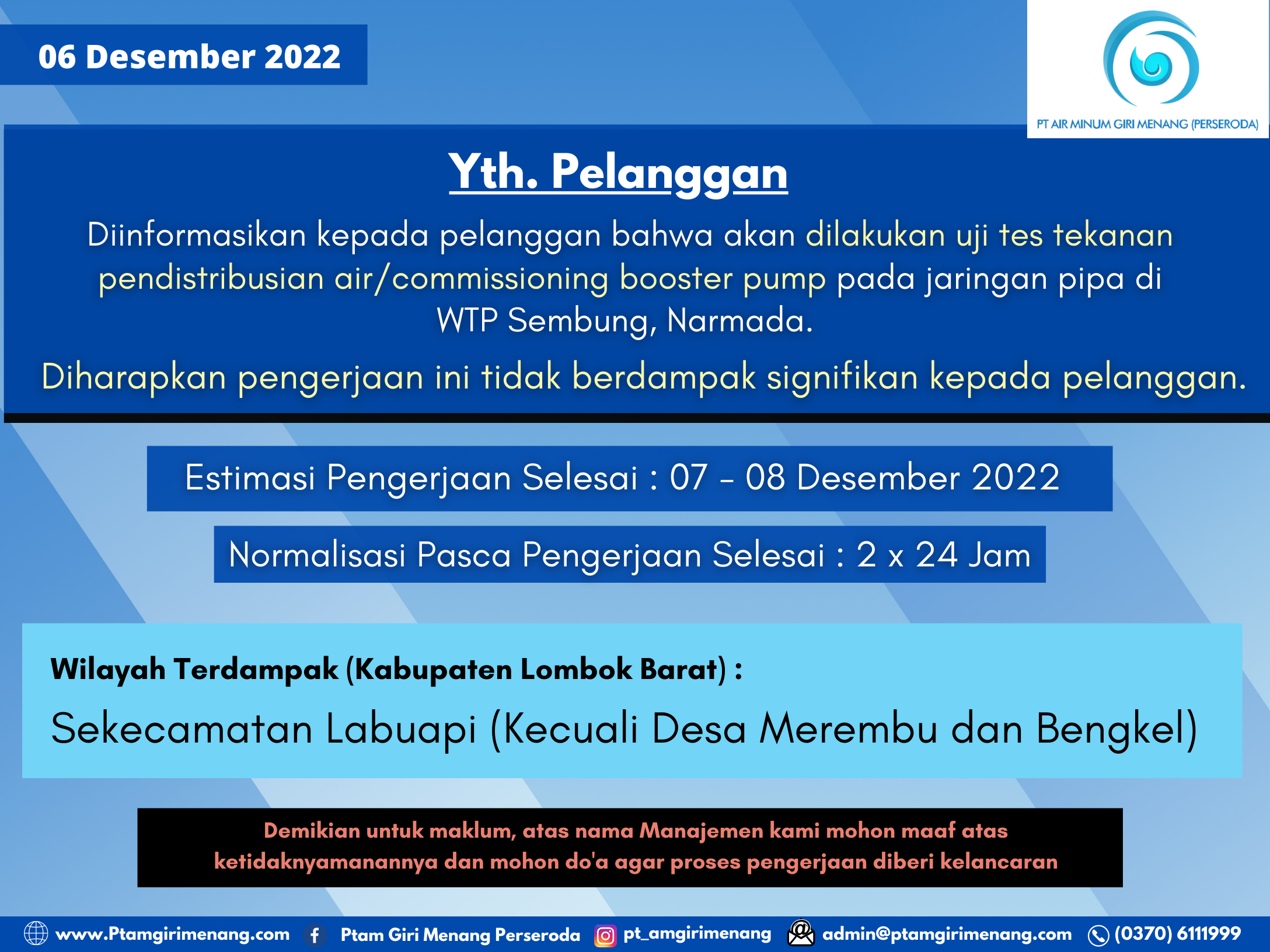 Informasi Gangguan Distribusi Air