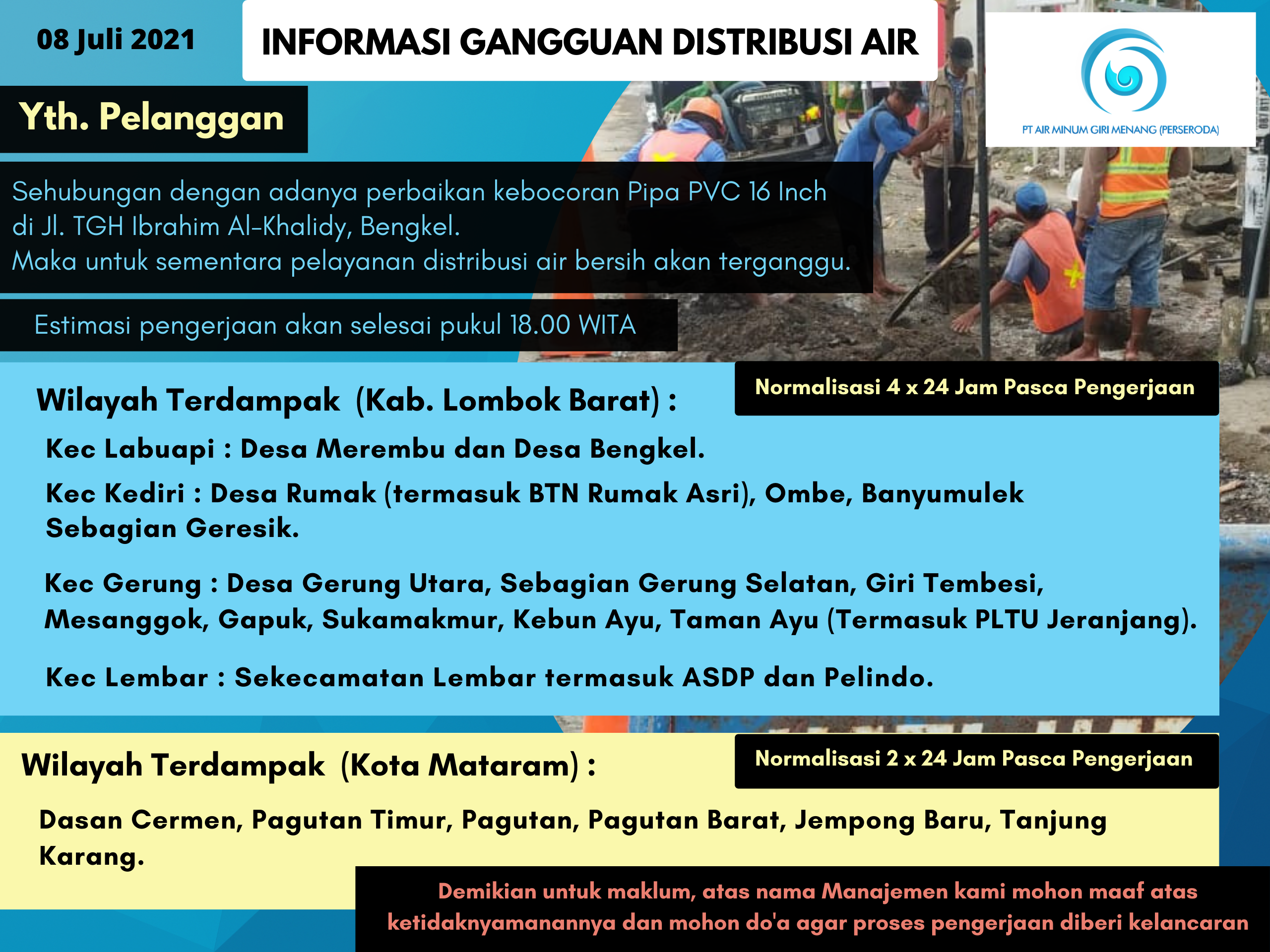 Informasi Gangguan Distribusi Air Bersih