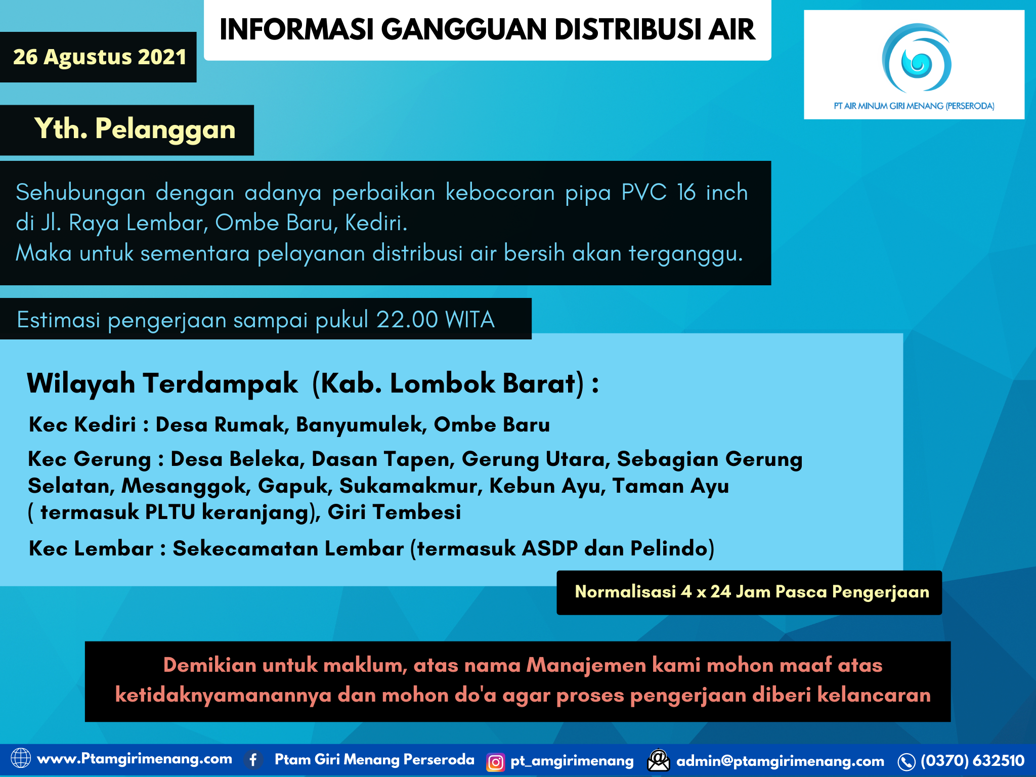 Informasi Gangguan Distribusi Air