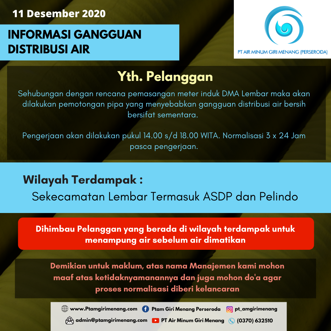 Informasi Gangguan Distribusi Air