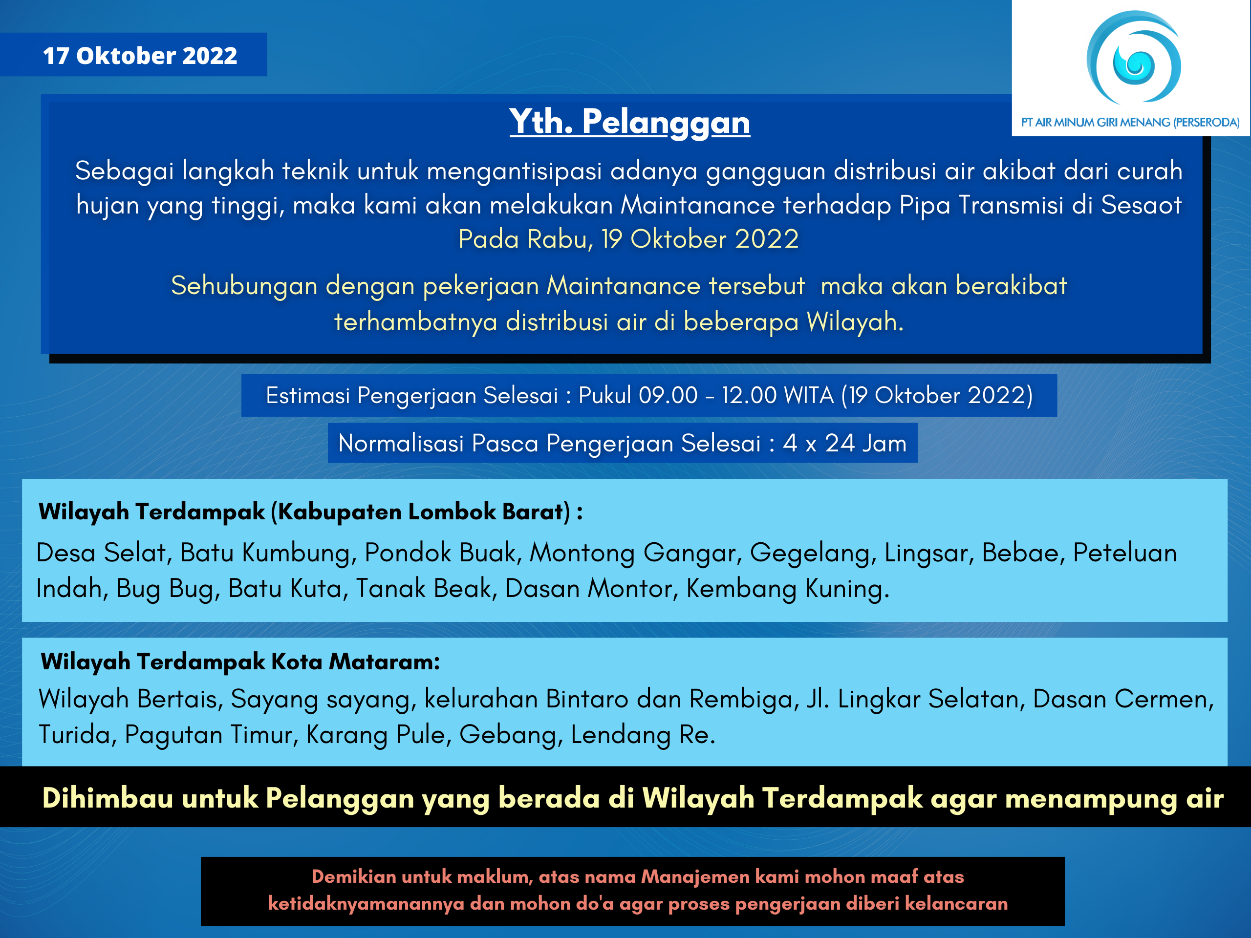 Informasi Gangguan Distribusi Air