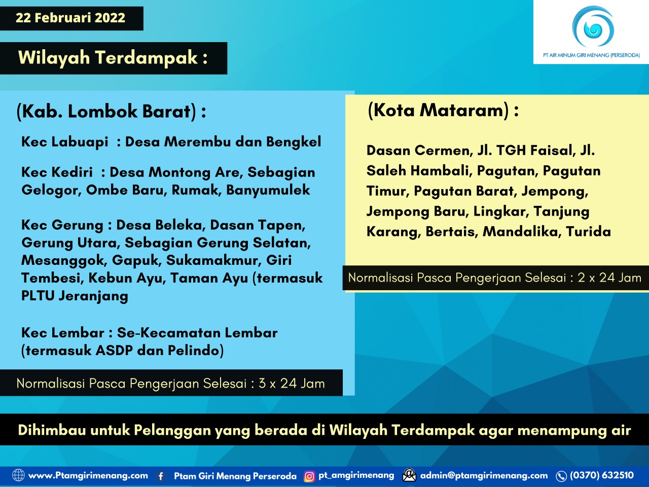 INFORMASI GANGGUAN DISTRIBUSI AIR