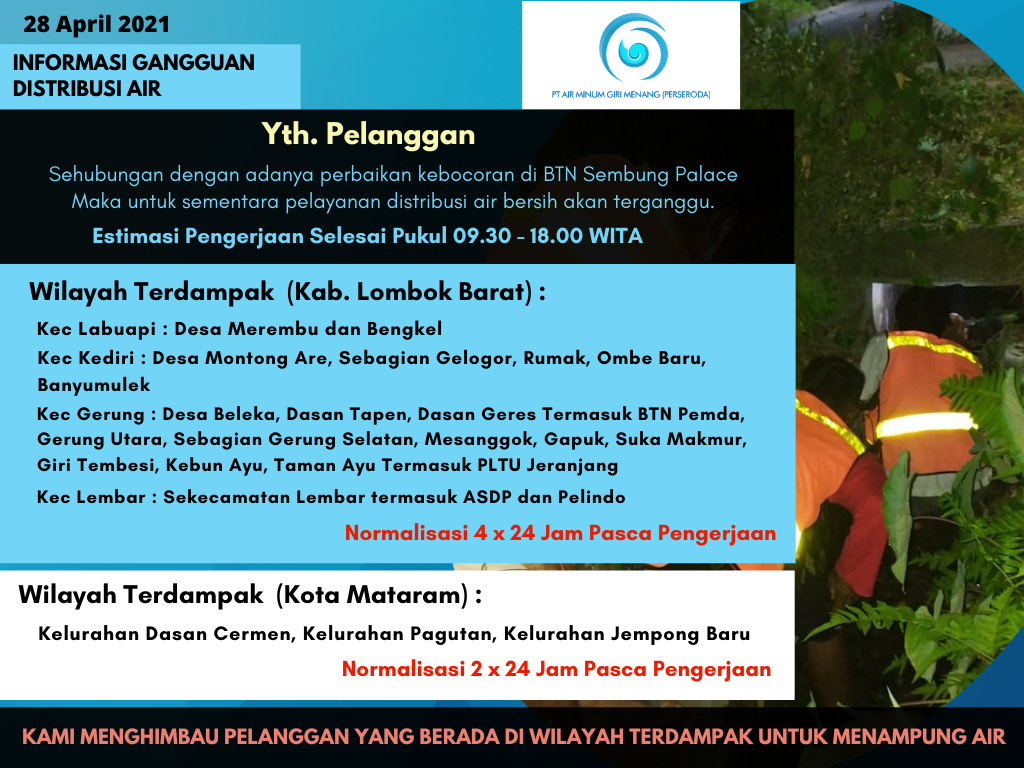 Informasi Gangguan Distribusi Air Bersih
