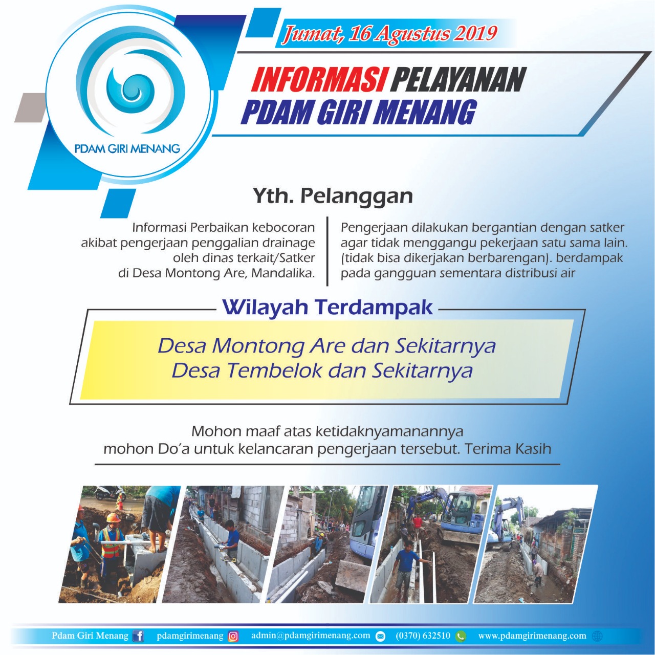 Informasi Pelayanan PDAM Giri Menang