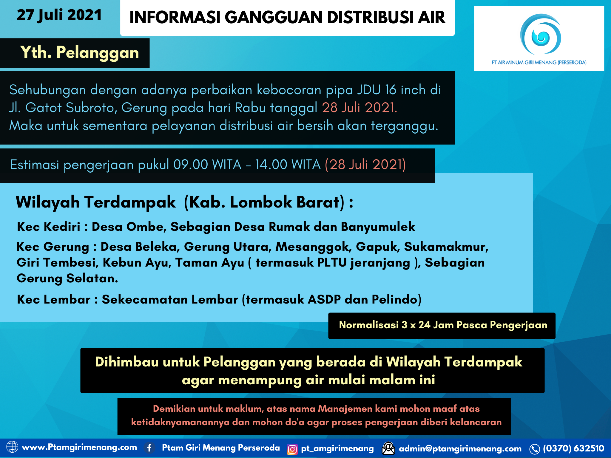 Informasi Gangguan Distribusi Air