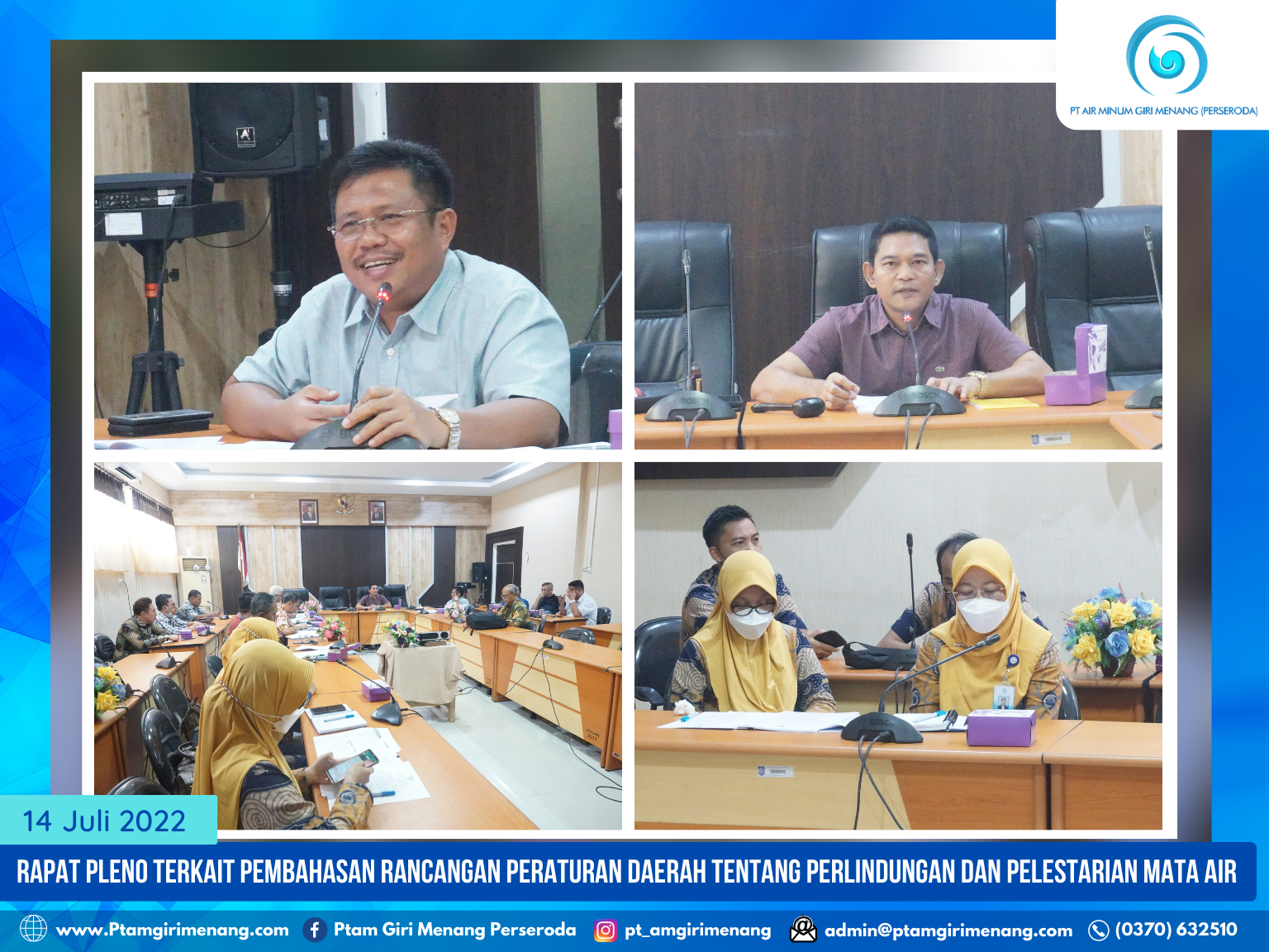 RAPERDA TENTANG PERLINDUNGAN DAN PELESTARIAN AIR, KETUA PANSUS II DPRD PROV. NTB OPTIMIS ATAS KONTRIBUSI DARI DIRUT PTAM GIRI MENANG