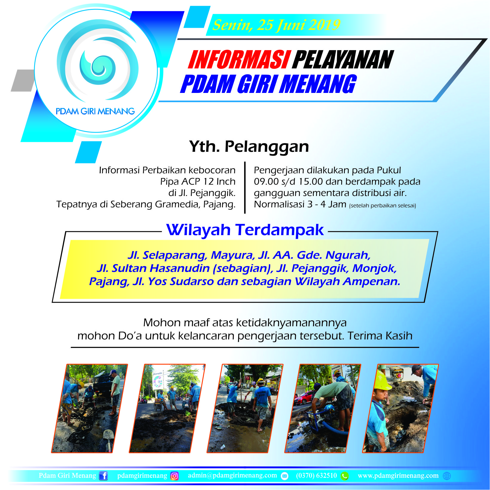 Informasi Pelayanan PDAM Giri Menang