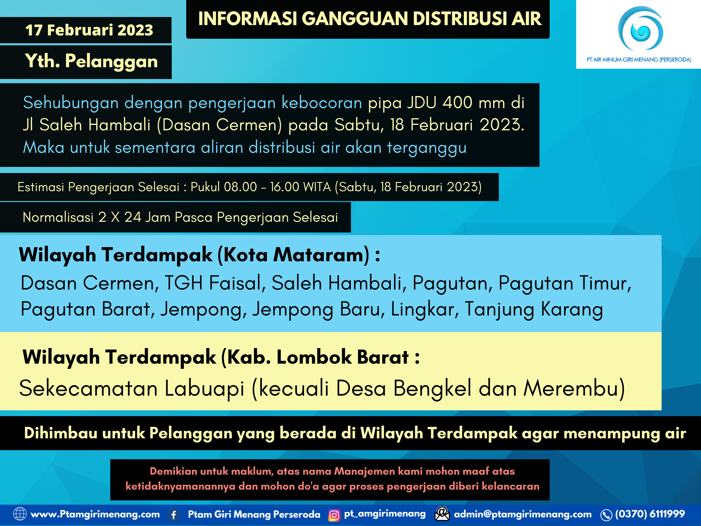 Informasi Gangguan Distribusi Air