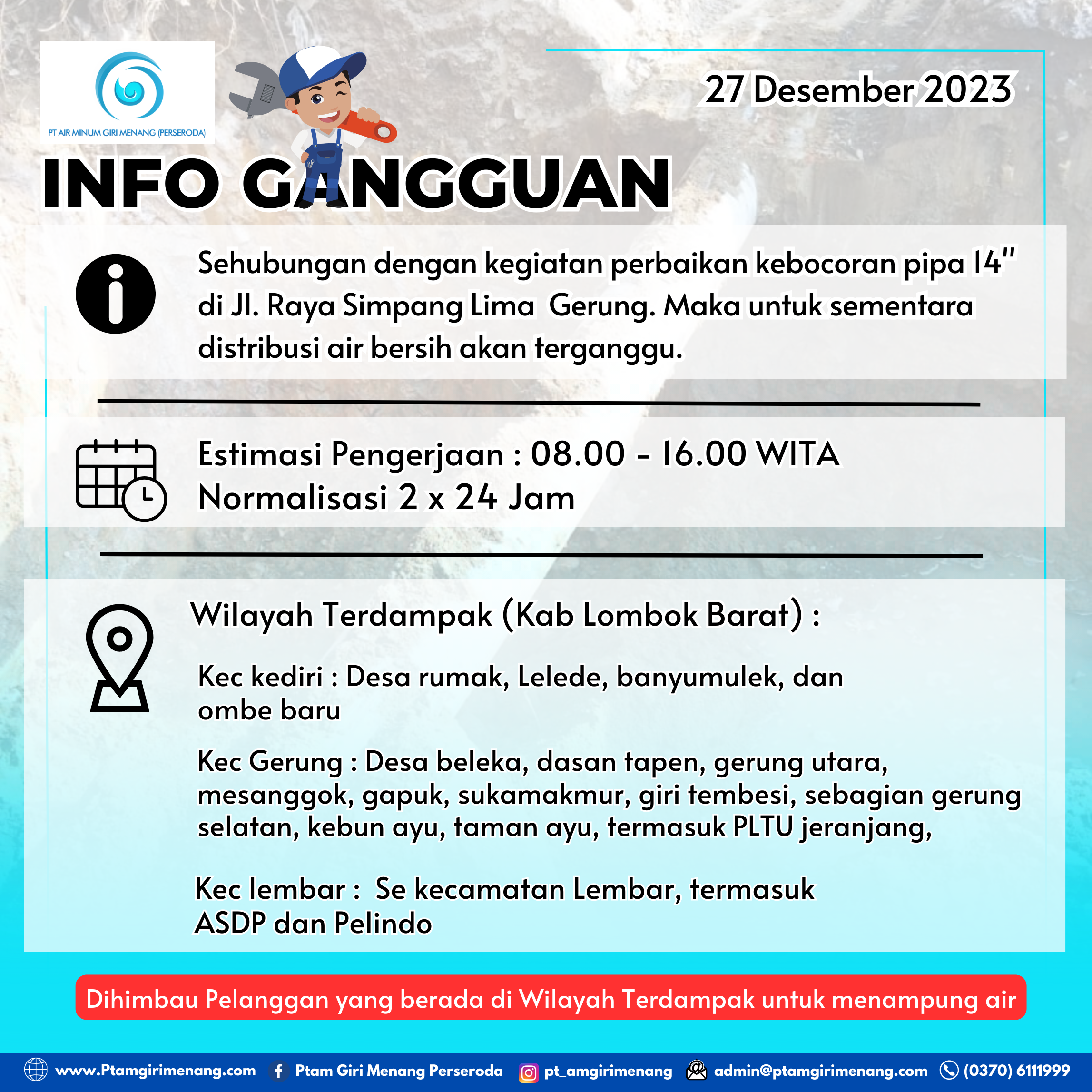 Informasi Gangguan Distribusi Air
